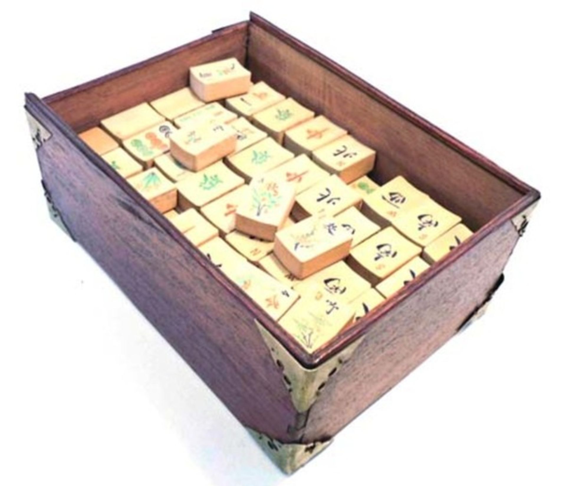 (Mahjong) Mahjong bamboe, schuifdoos met Babcock-karakters, ca. 1924 - Bild 2 aus 8