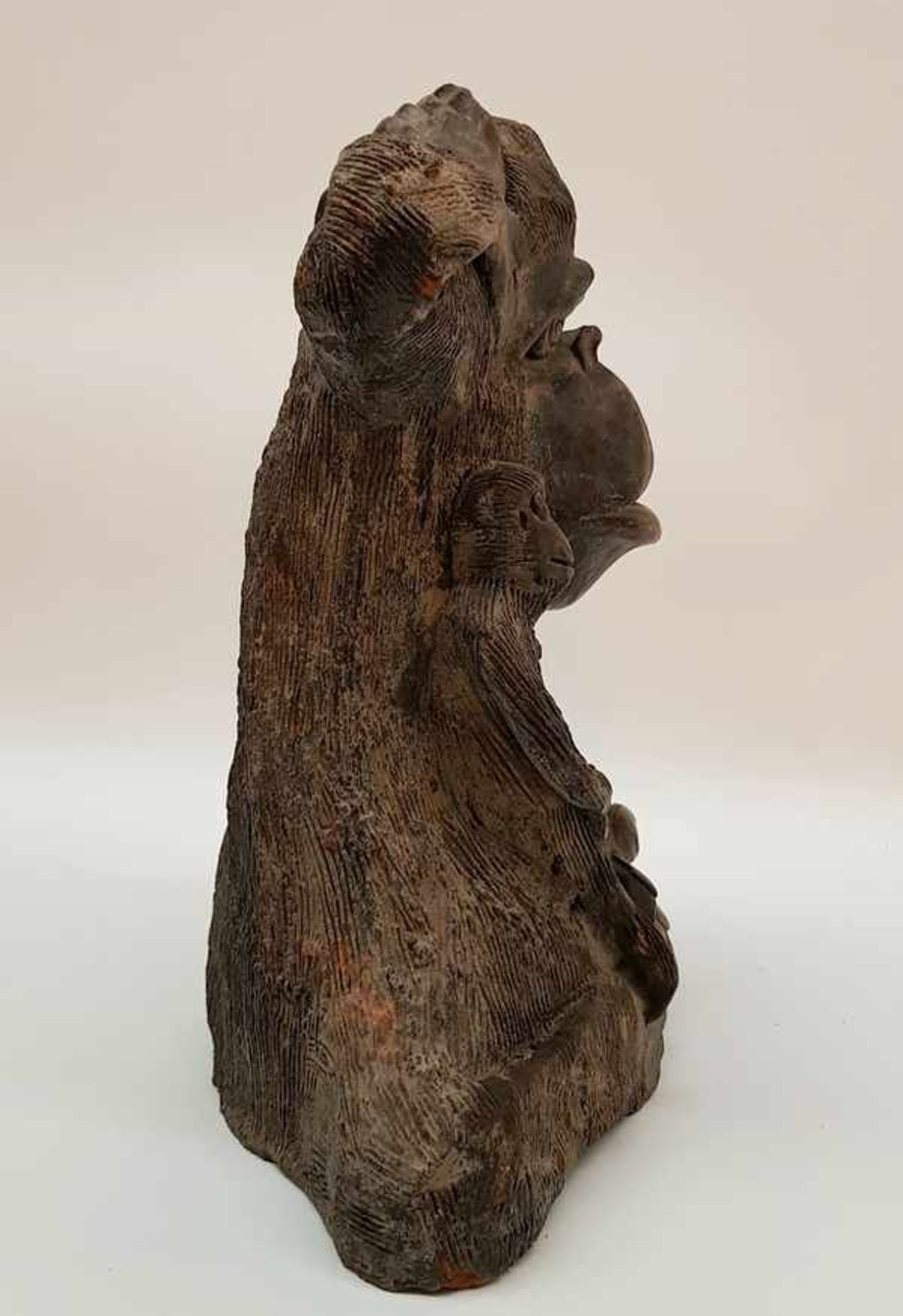 (Aziatica) Terracotta beeld aap met jong - Bild 3 aus 8