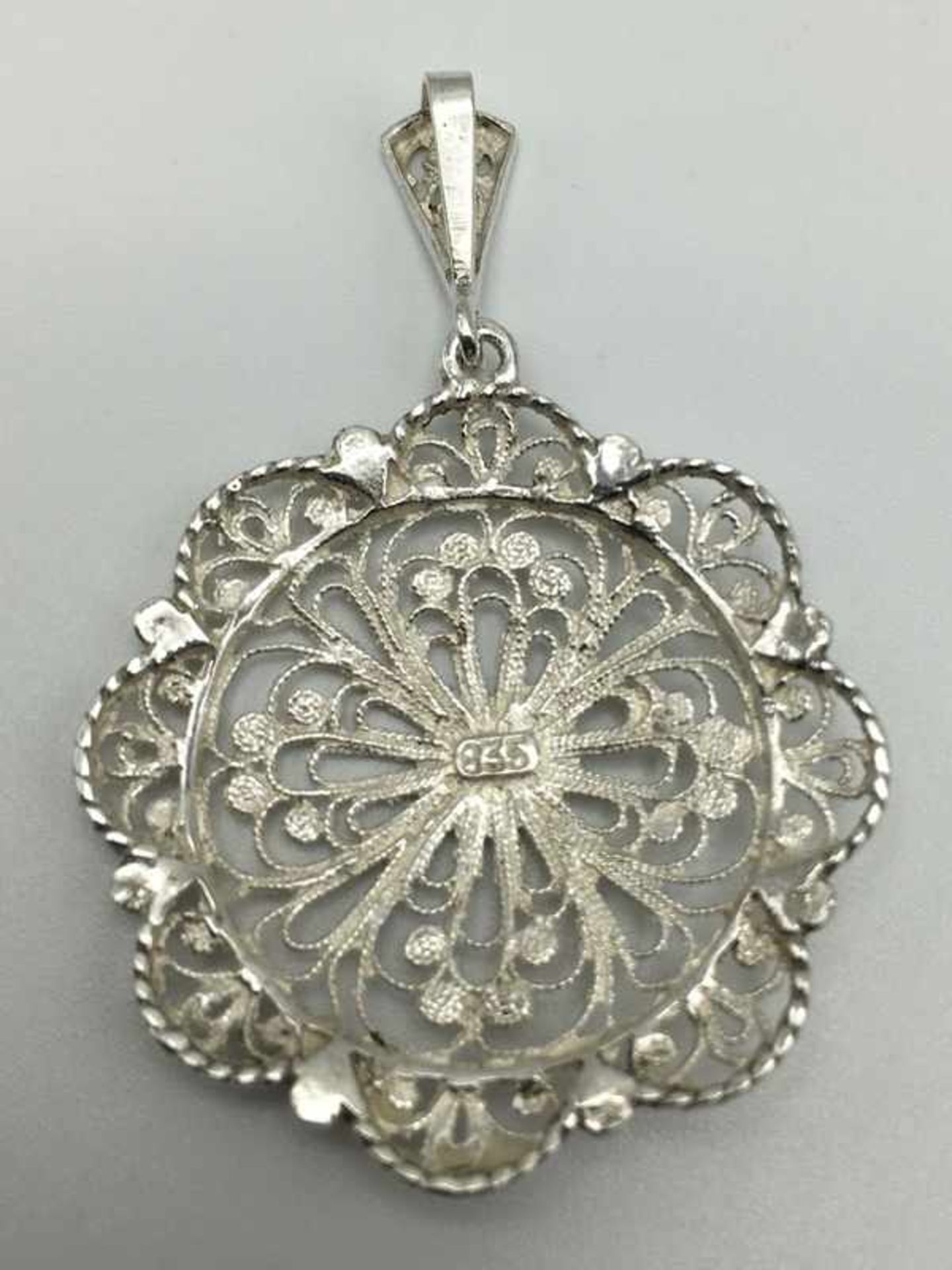 (Zilver) Zilver, Filigrain zilveren broche, midden 20e eeuw - Bild 3 aus 3