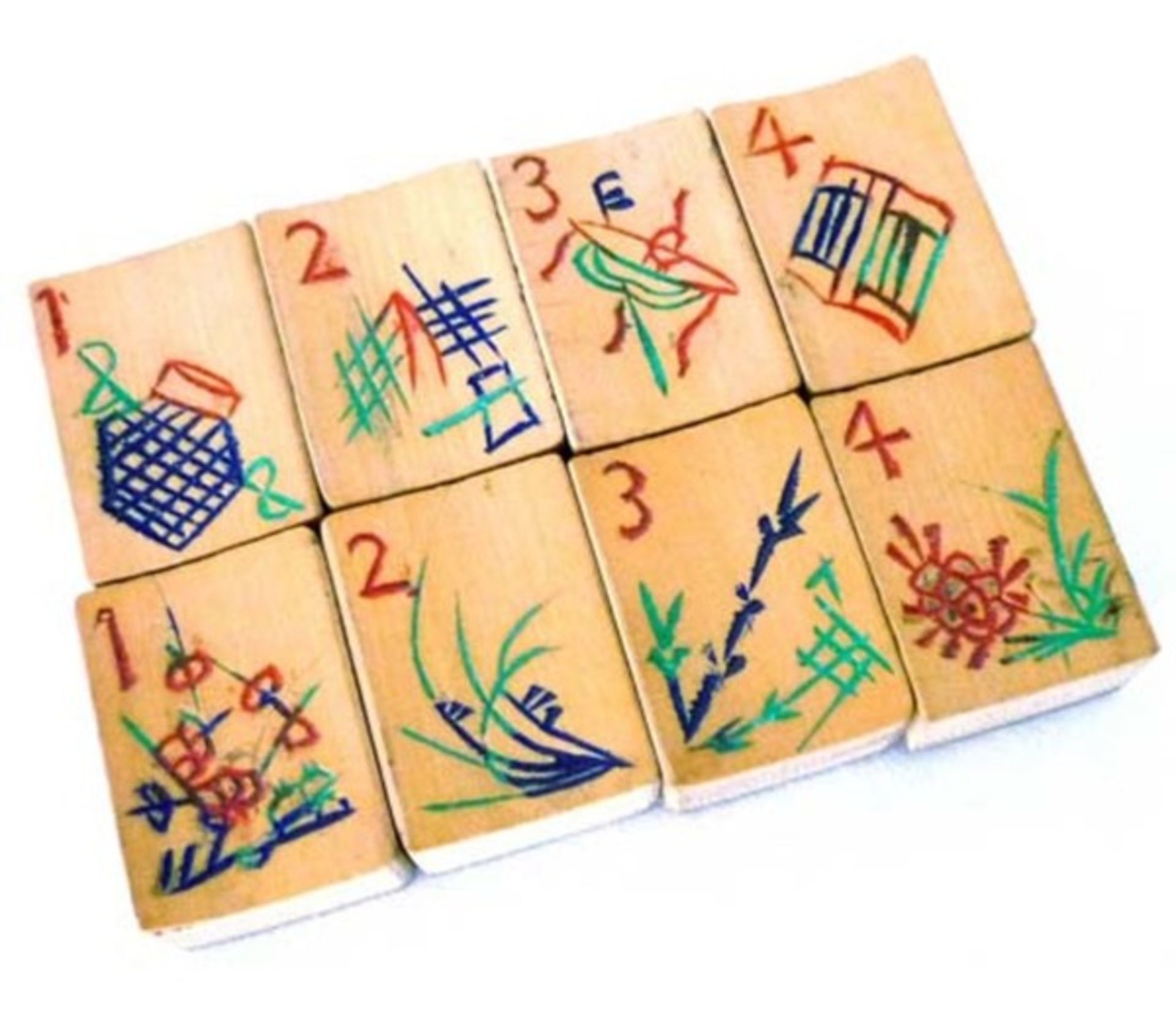 (Mahjong) Mahjong bamboe, veelkleurige Chinese doos, ca. 1924 - Bild 5 aus 7