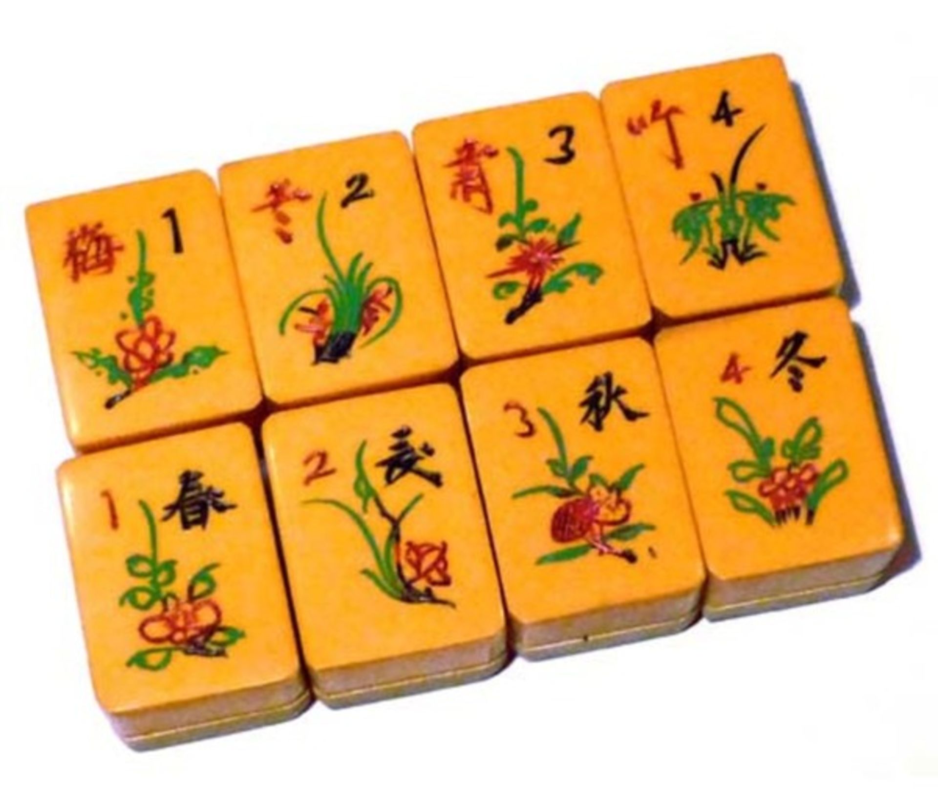 (Mahjong) Mahjong kunststof, stenen van kunststof en bamboe, ca. 1935 - Bild 11 aus 13