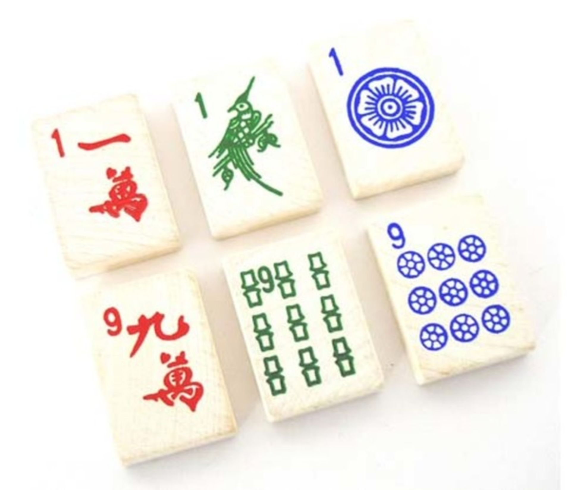 (Mahjong) Mahjon, modern Frans spel, circa 1980De doos is Frans, van karton beplakt met papier. - Bild 6 aus 8