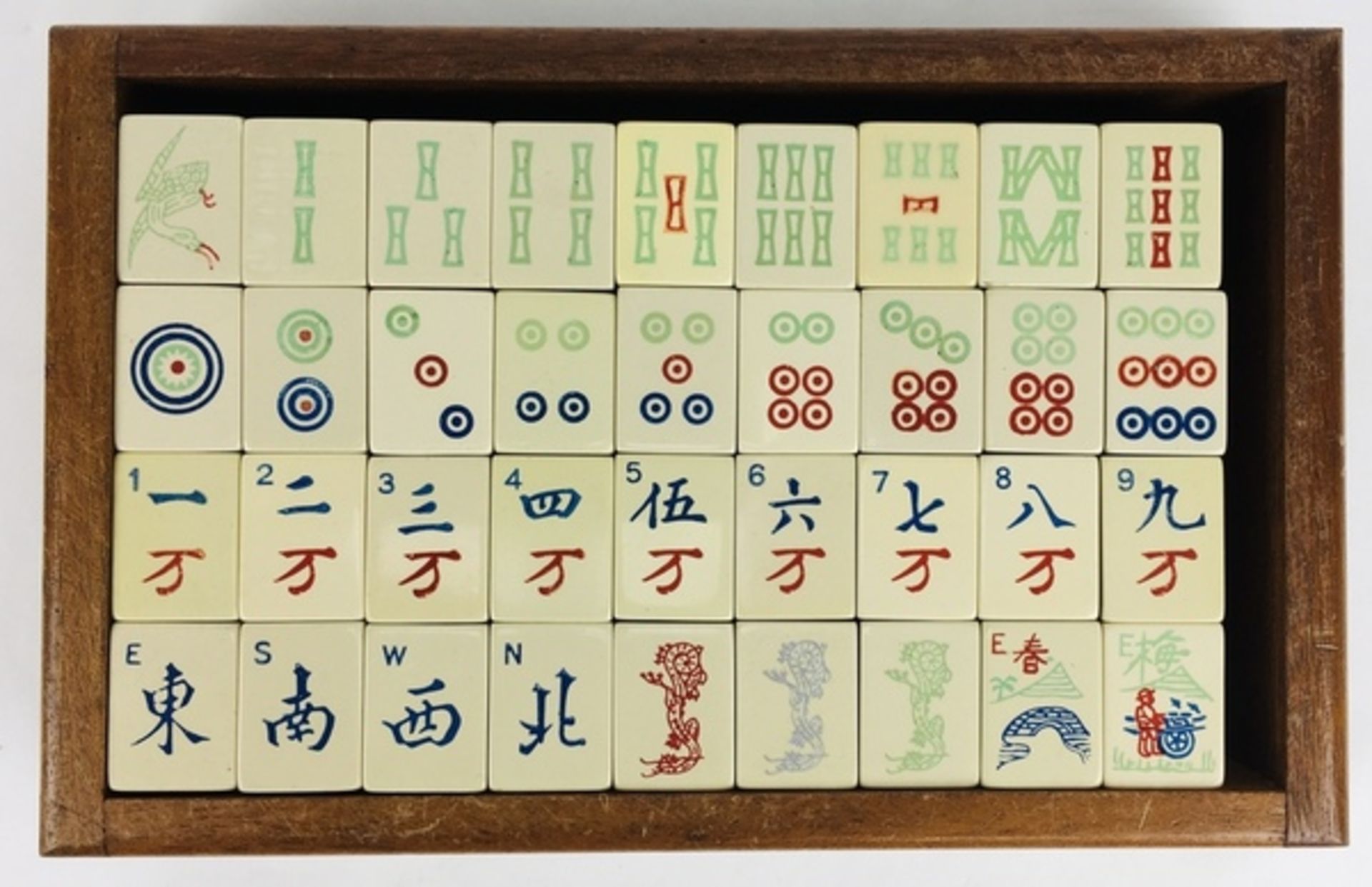 (Mahjong) Mahjong, Pung Chow, 1923De doos is Amerikaans, van hout met bovenop Chinese karakters - Bild 10 aus 14