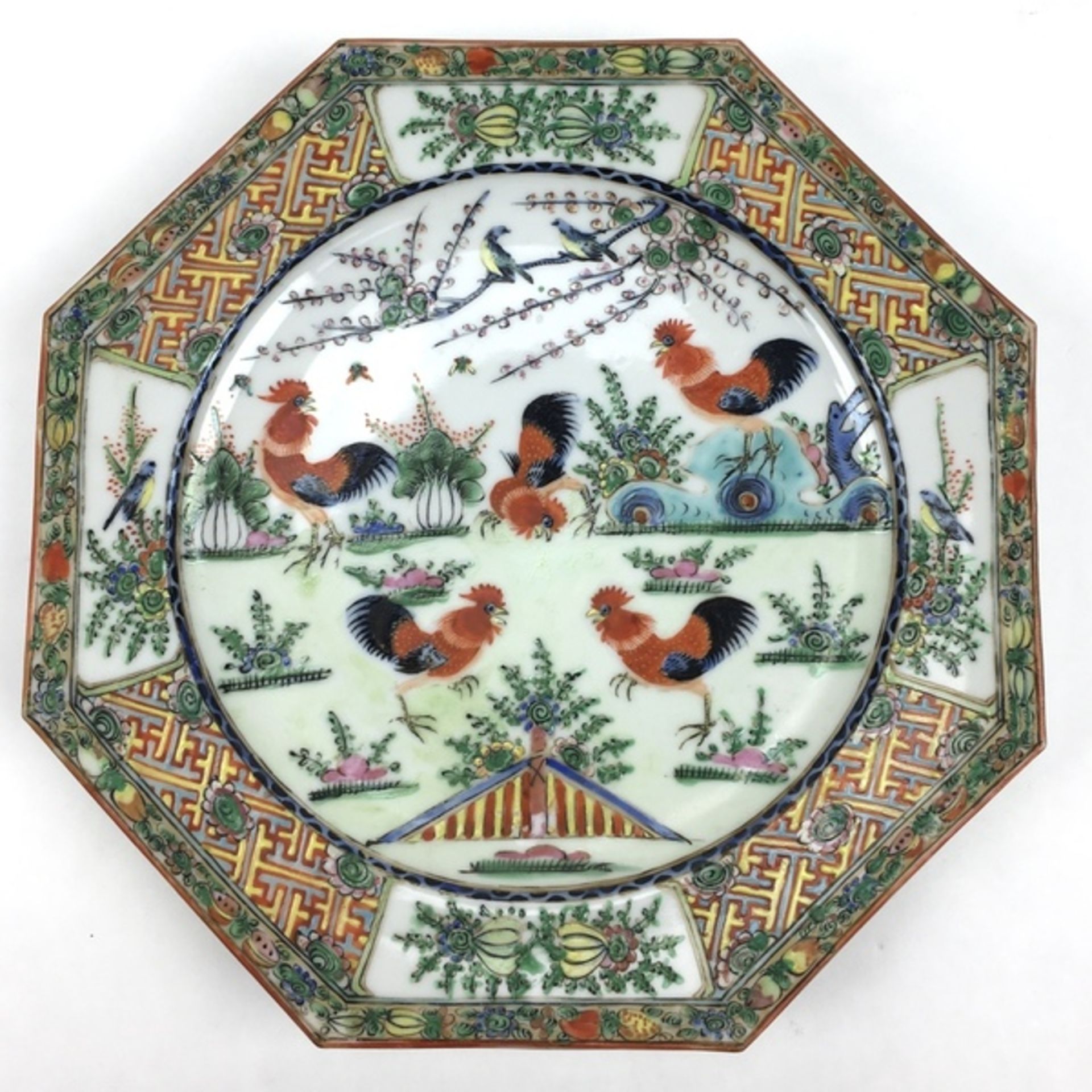 (Aziatica) Porseleinen borden, ChinaPorseleinen borden met decor van hanen, China, tweede helft - Bild 6 aus 8