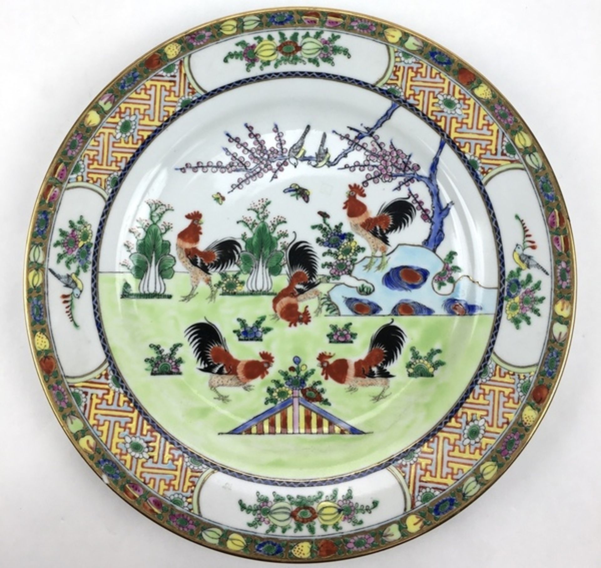 (Aziatica) Porseleinen borden, ChinaPorseleinen borden met decor van hanen, China, tweede helft - Bild 5 aus 8