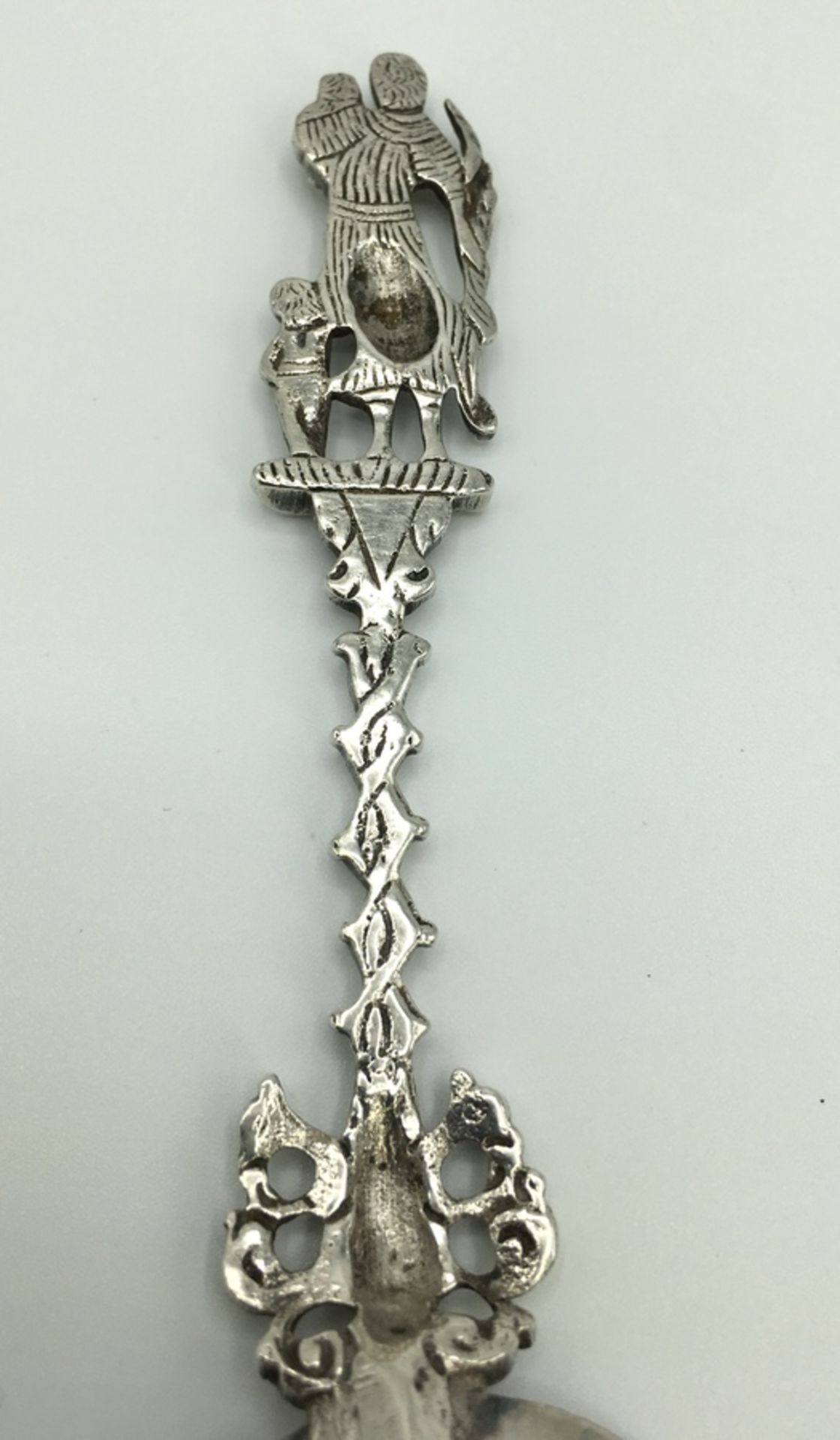 (Zilver) Zilver, geboorte gelegenheidslepel met rattenstaart, 19e eeuw.Zilver, geboorte gelegen - Image 3 of 6