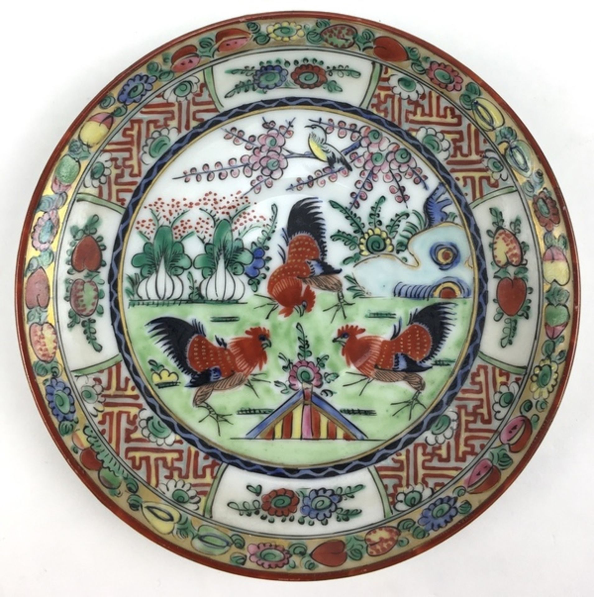 (Aziatica) Porseleinen borden, ChinaPorseleinen borden met decor van hanen, China, tweede helft - Bild 3 aus 8