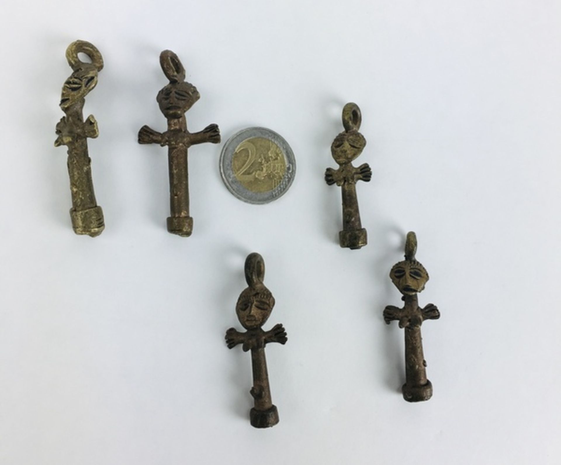 (Etnografica) Brons, Lot(5) Ashanti doll amuletten, 2e helft 20e eeuw, Afrika.Brons, Lot(5) Ash - Bild 2 aus 4