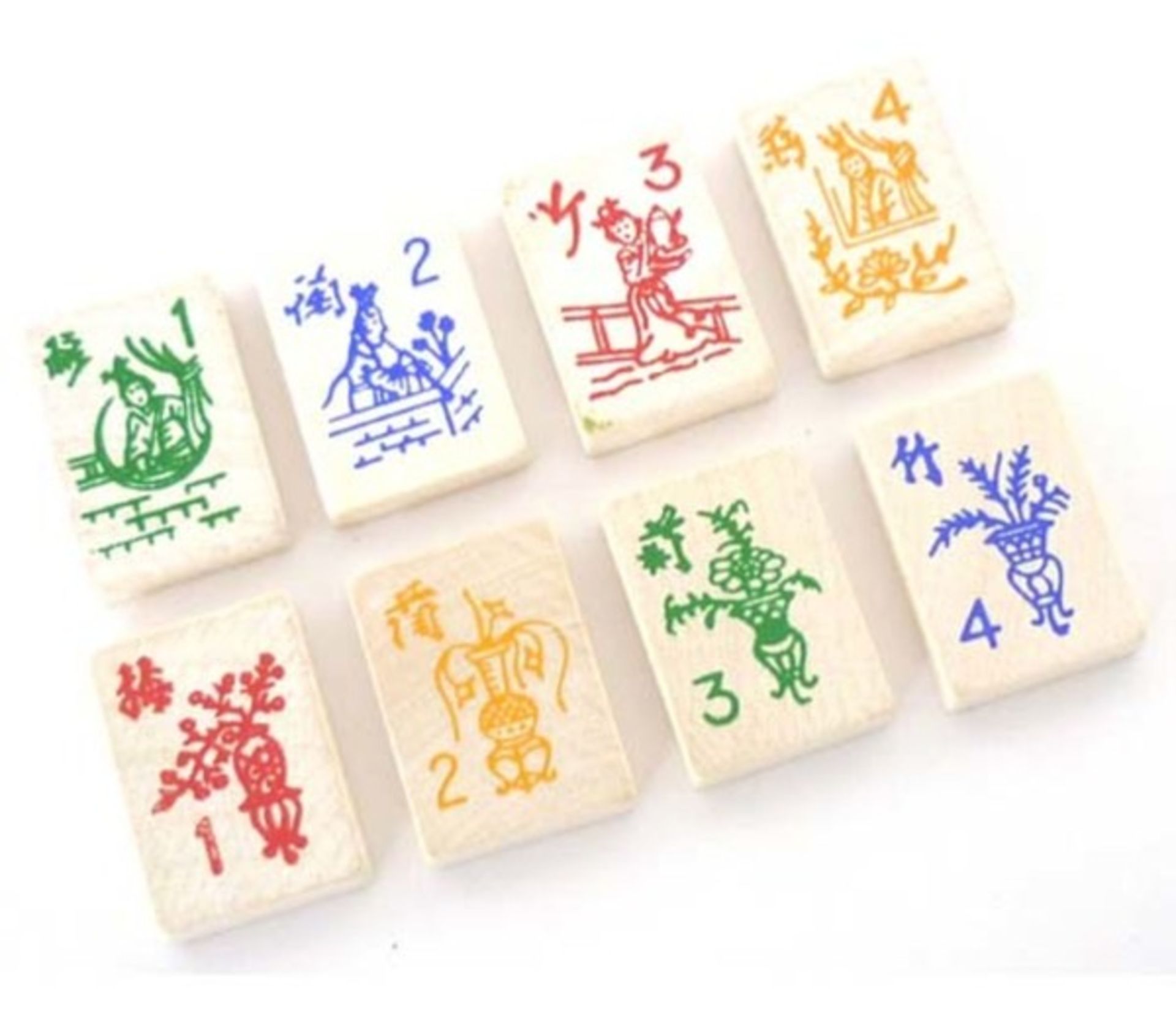(Mahjong) Mahjon, modern Frans spel, circa 1980De doos is Frans, van karton beplakt met papier. - Bild 4 aus 8