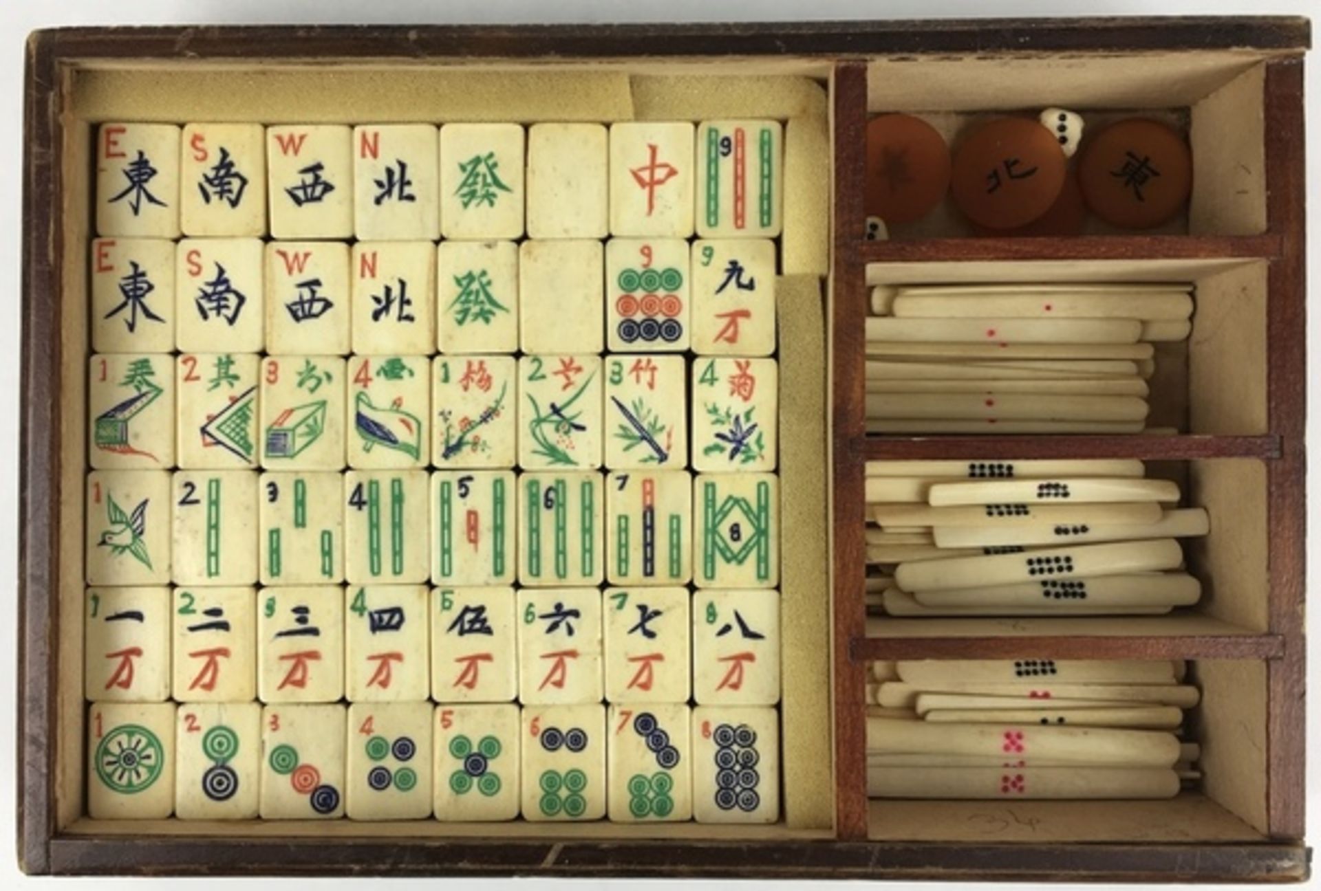 (Mahjong) Mahjong, schuifdoos, circa 1930Grote lage schuifdoos met Pe-Ling-logo en karakters. D - Bild 6 aus 6