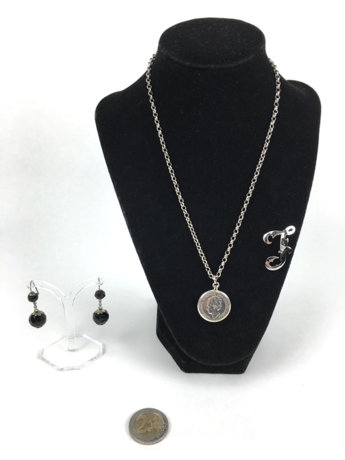 (Zilver) Broche, halsketting en oorbellenZilveren halsketting met 1/2 gulden Wilhelmina, broche - Bild 7 aus 7