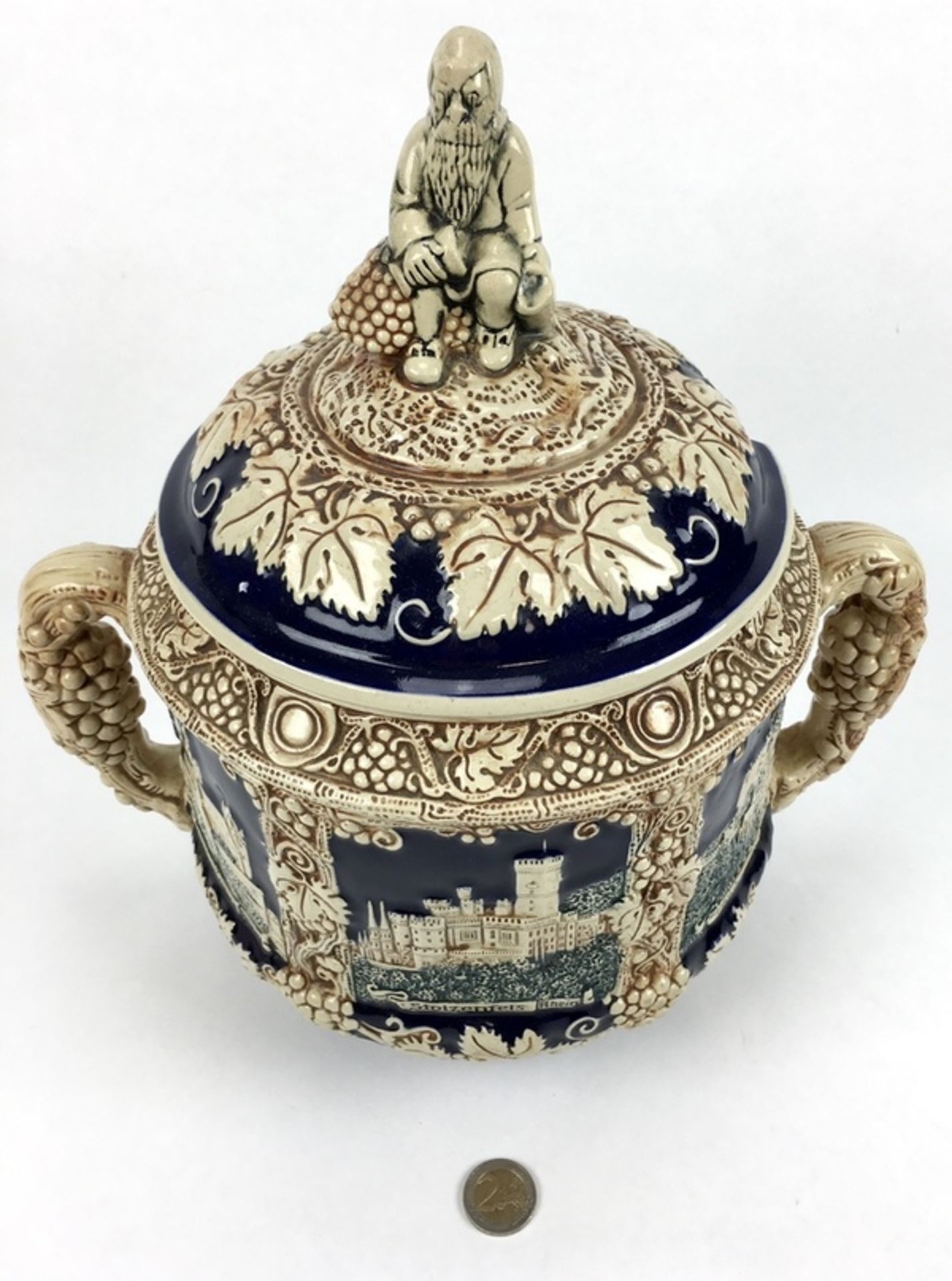 (Curiosa) Aardewerk bowl pot, DuitslandAardewerk bowl pot met druiventrossen decoratie. Duitsla - Bild 2 aus 8