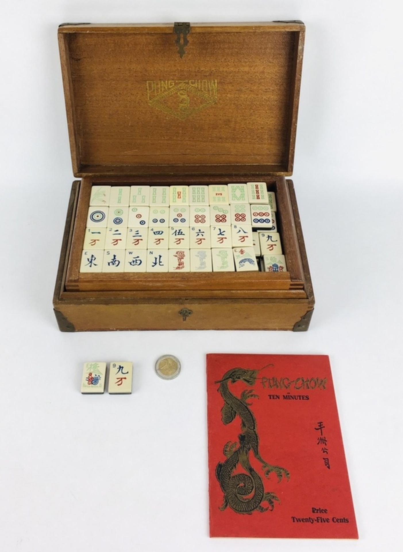 (Mahjong) Mahjong, Pung Chow, 1923De doos is Amerikaans, van hout met bovenop Chinese karakters - Bild 8 aus 14
