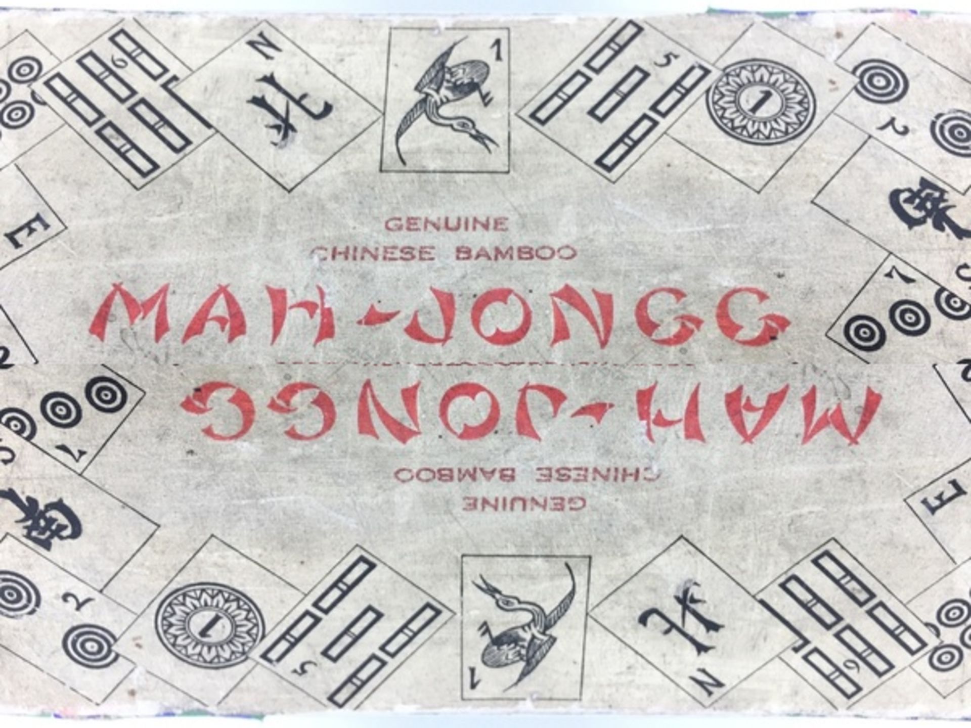 (Mahjong) Mahjong, Chad Valley 4-ladendoos, 1927De kleine blauw geblokte doos met uitzonderlijk - Bild 3 aus 7
