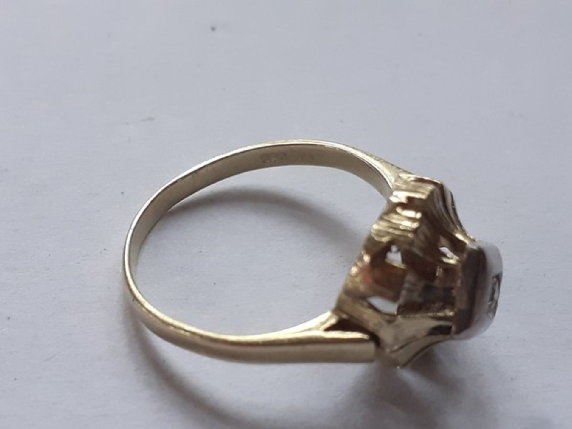 (Goud) Gouden ring14 karaats gouden ring met briljant geslepen diamant van circa 0,02 karaat. C - Bild 5 aus 5