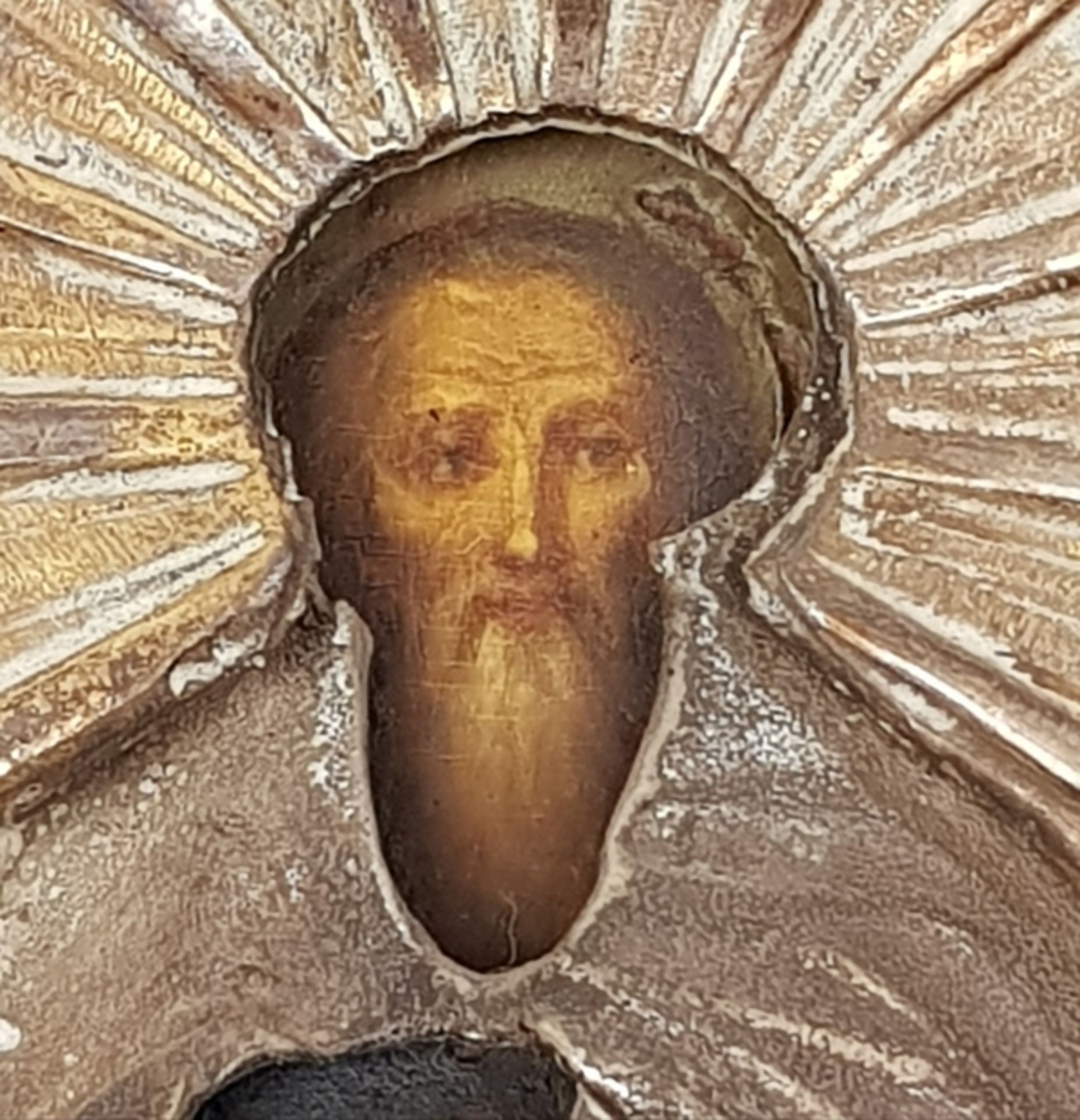 (Antiek) Russische ikoon St. Nicholas van MyraRussische ikoon met metalen riza, gemonteerd acht - Image 13 of 16