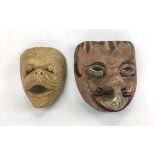 (Etnografica) Hout, maskers, 2e helft 20e eeuw, IndonesiëHout, twee maskers, 2e helft 20e eeuw