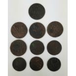 (Numismatiek) Bronzen VOC munten en munt BataviaBronzen VOC munten vanaf 1733 en een Batavia mu