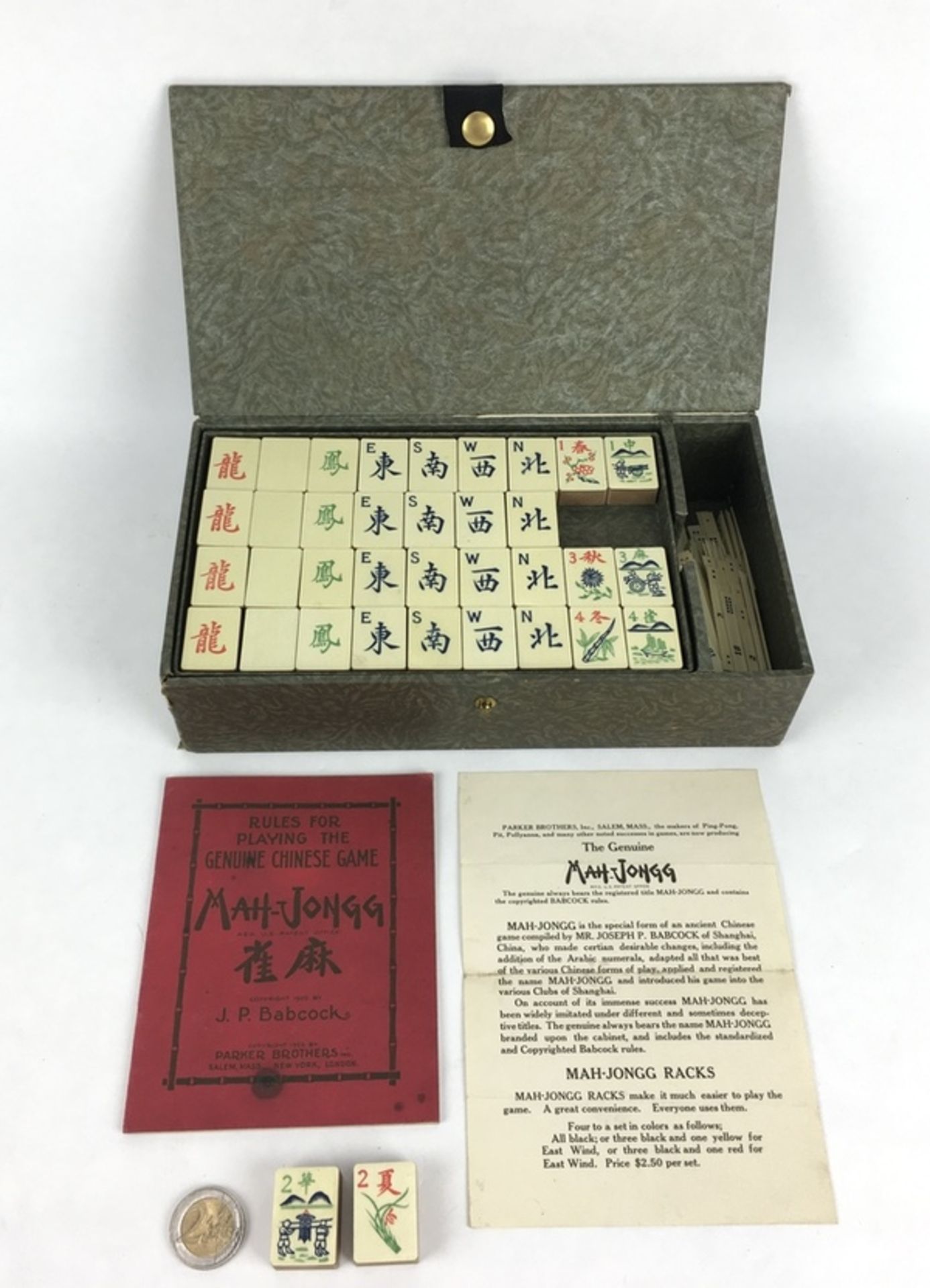(Mahjong) Mahjong, Parker Brothers, 1923De platte doos met messing etiket is Amerikaans, van ka - Bild 3 aus 8