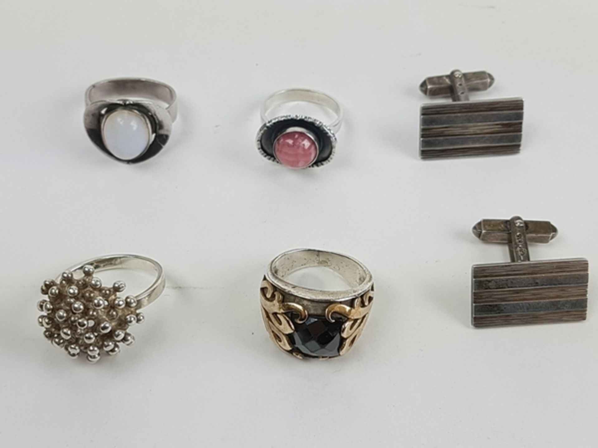 (Sieraden) Zilver en halfedelstenen etc, lot van 10 stuks diverse sieraden 20e eeuwsZilver en h - Bild 5 aus 11