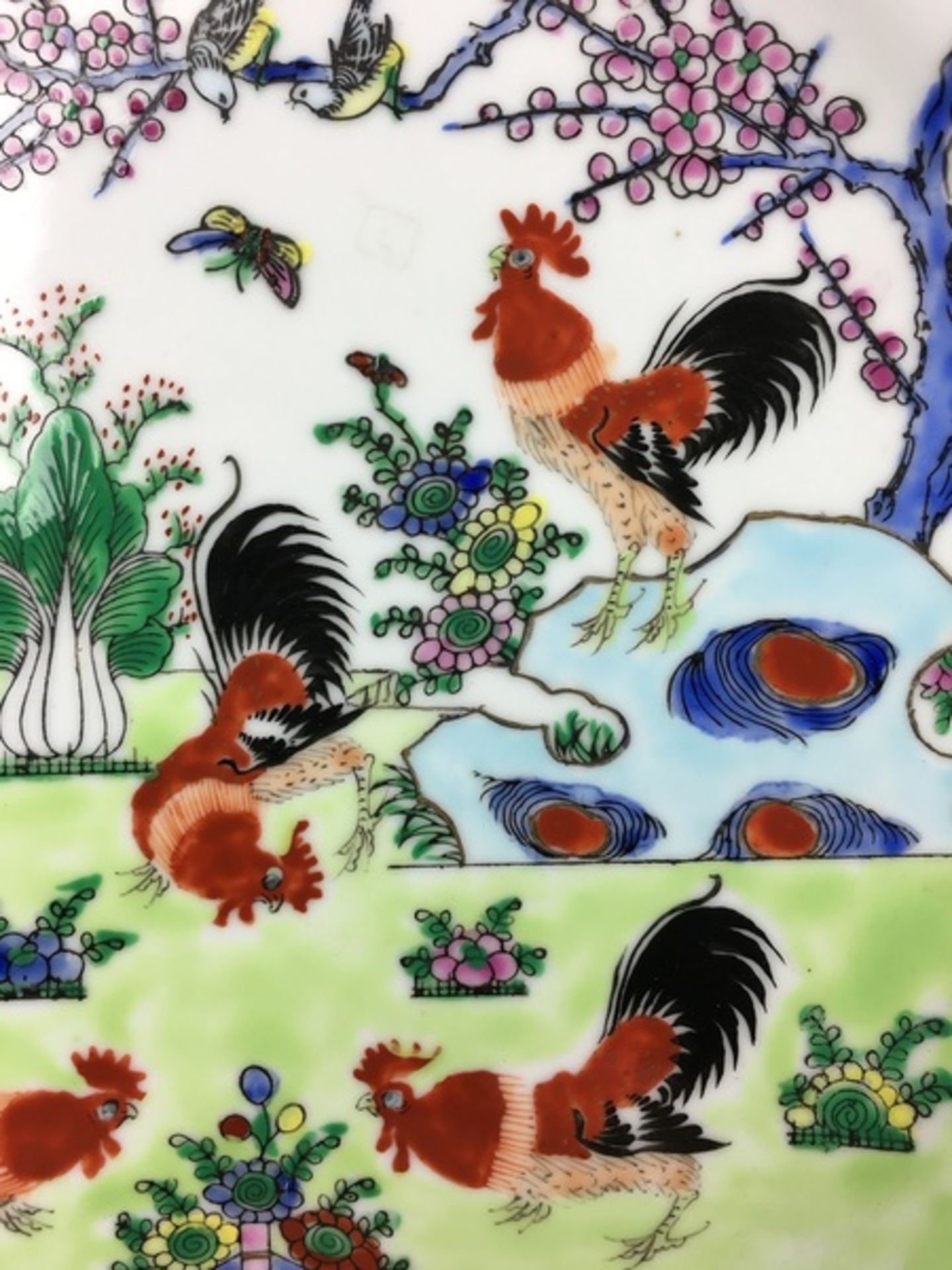 (Aziatica) Porseleinen borden, ChinaPorseleinen borden met decor van hanen, China, tweede helft - Bild 8 aus 8