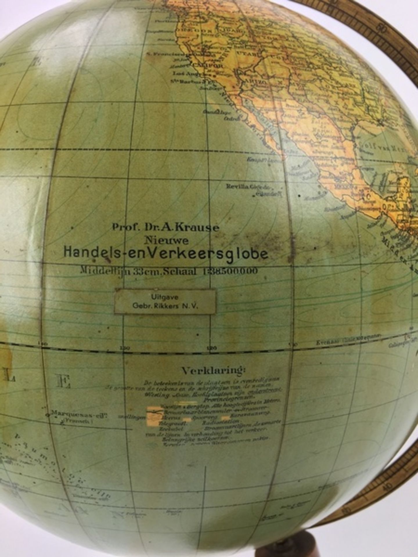 (Curiosa) Globe, Prof. Dr. A. KrauseProf. Dr. A. Krause Nieuwe Handels- en Verkeersglobe. Midde - Image 4 of 4