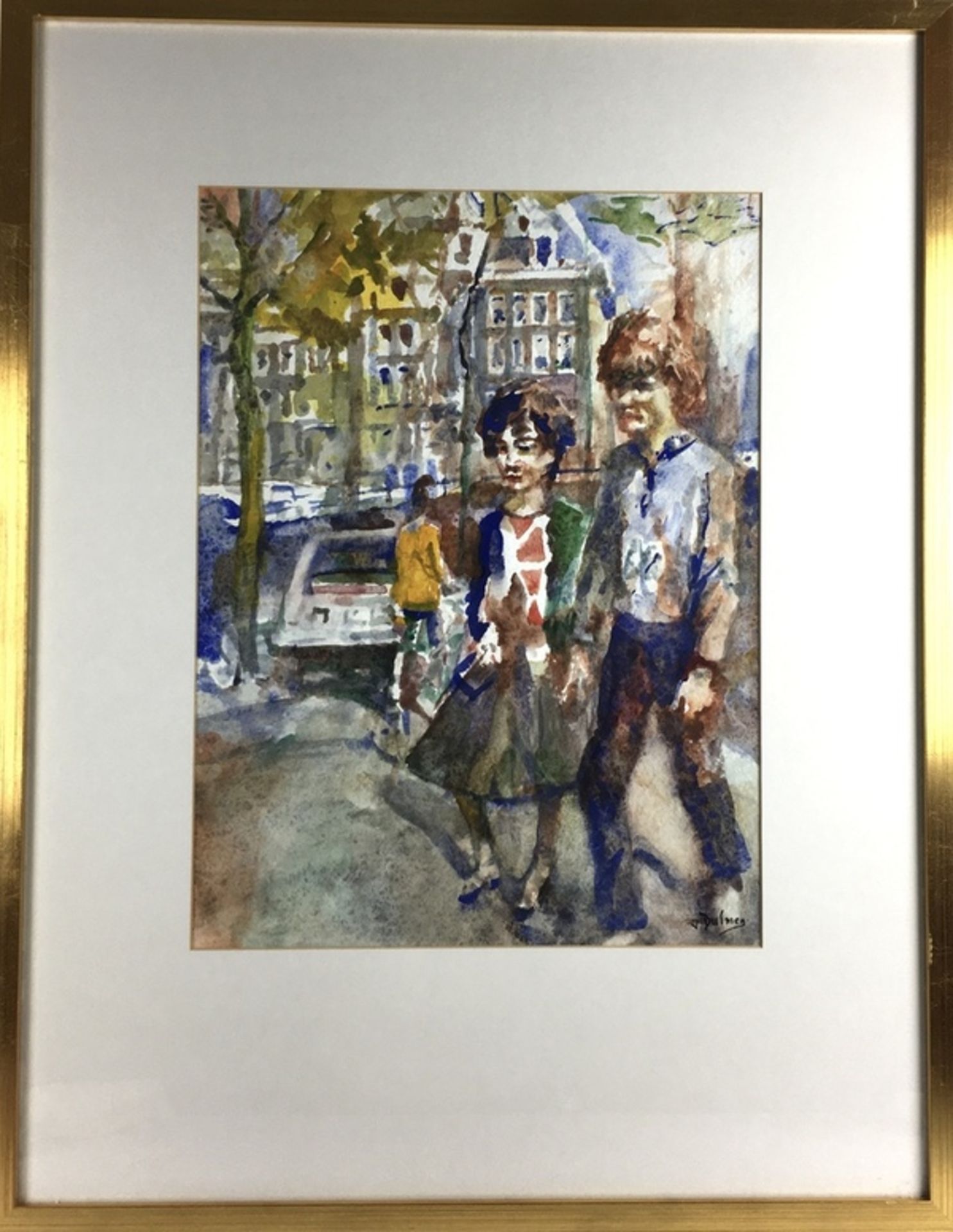 (Kunst) Aquarel Amsterdam, Van DulmenAquarel Amsterdam, E.B. Van Dulmen Krumpelman (1897-1987),