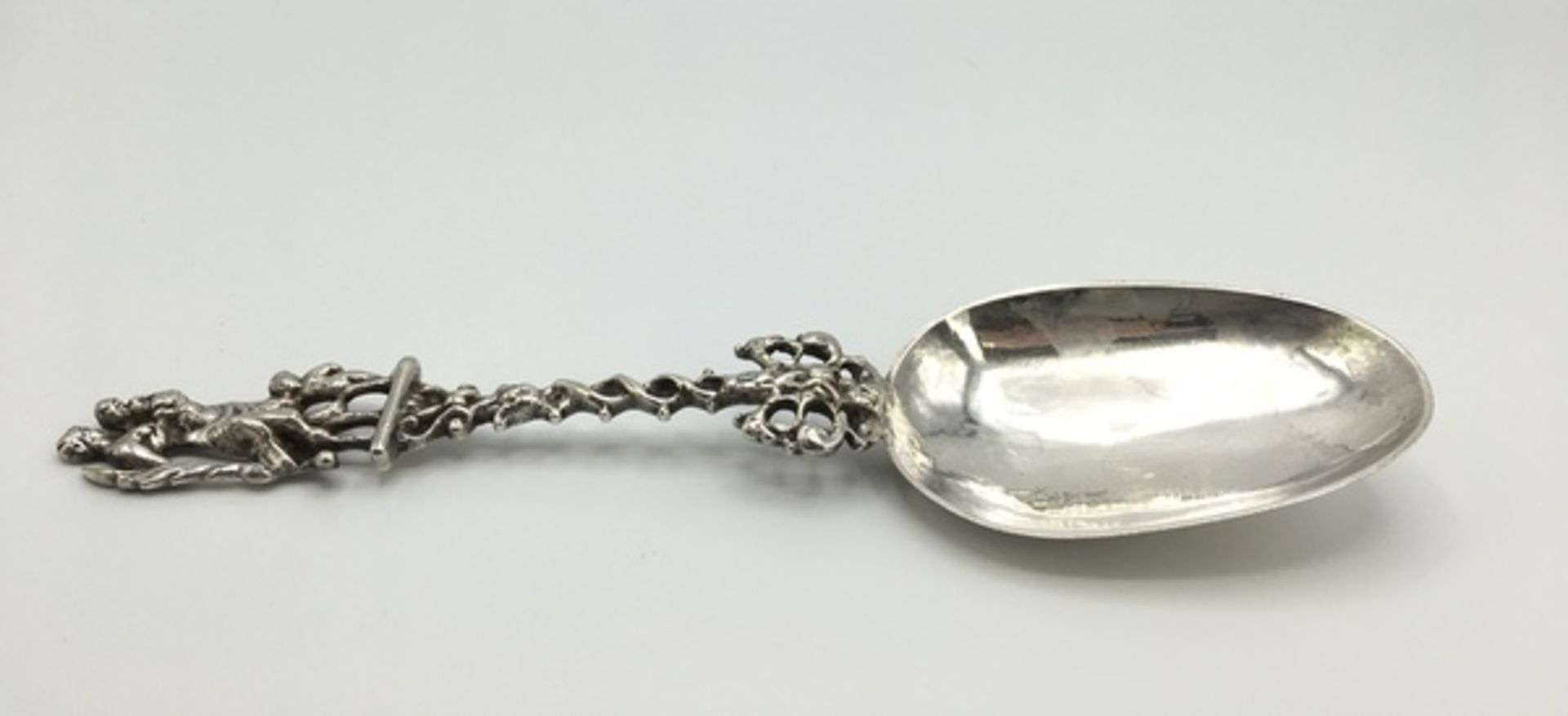 (Zilver) Zilver, geboorte gelegenheidslepel met rattenstaart, 19e eeuw.Zilver, geboorte gelegen - Image 6 of 6
