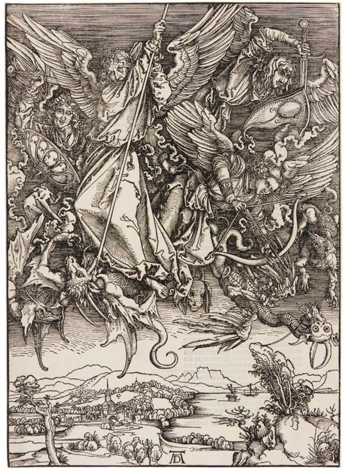 ALBRECHT DÜRERNürnberg 1471 - 1528Michaels Kampf mit dem Drachen. 1498 (1511). Holzschnitt auf