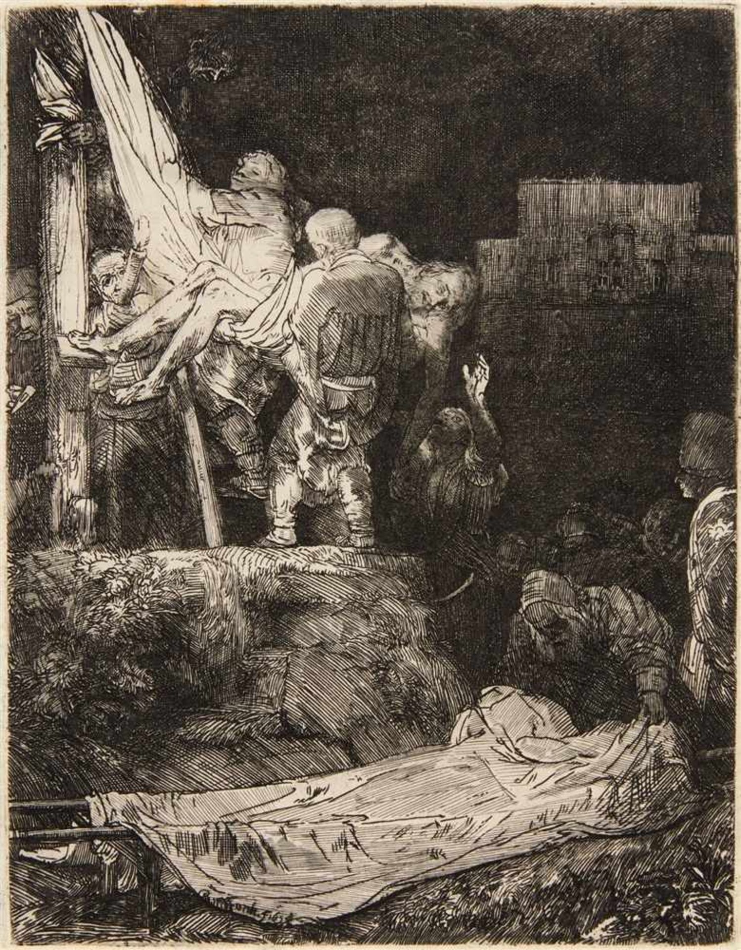 REMBRANDT HARMENSZ. VAN RIJNLeiden 1606 - 1669 AmsterdamDie Kreuzabnahme bei Fackelschein. 1654.