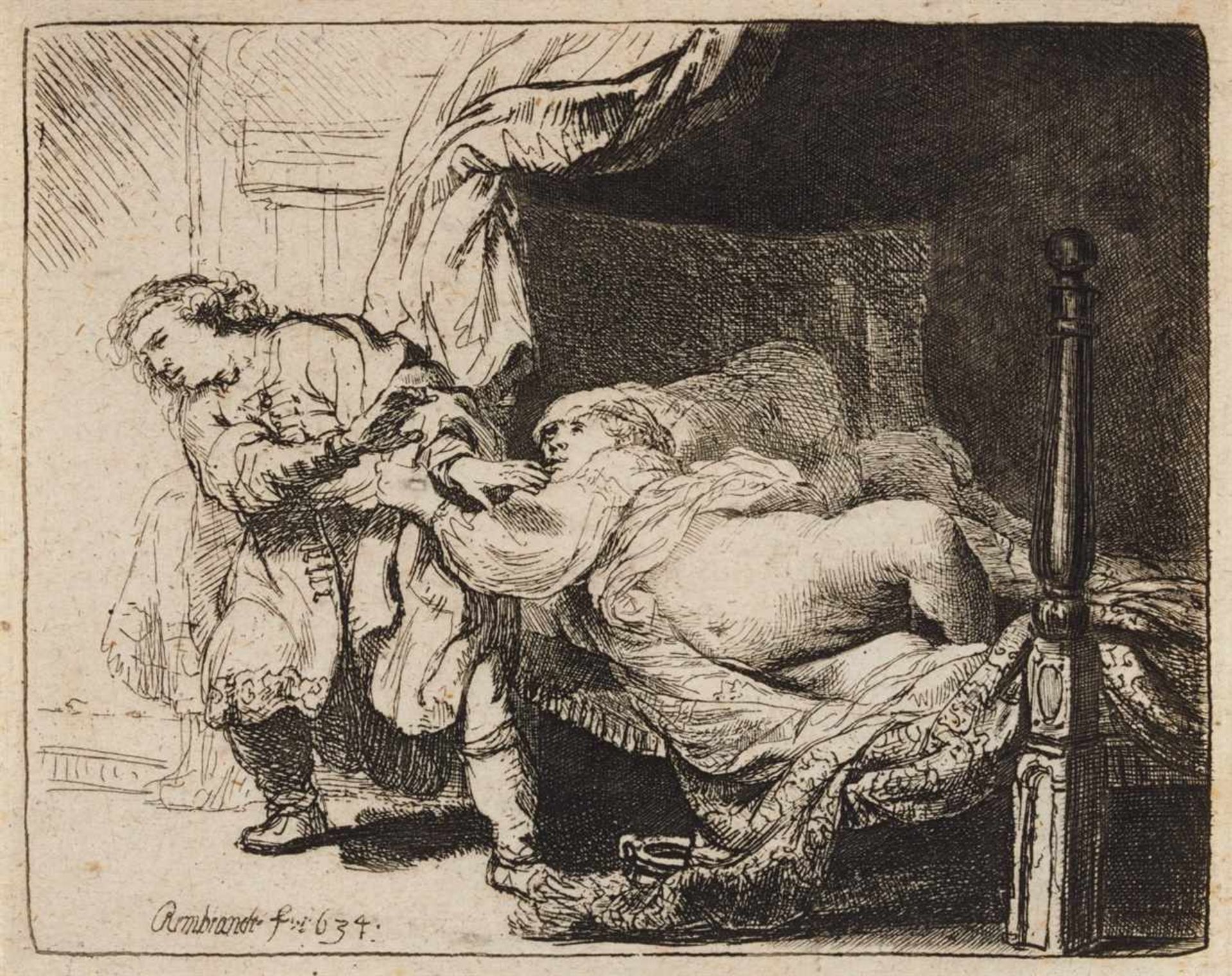 REMBRANDT HARMENSZ. VAN RIJNLeiden 1606 - 1669 AmsterdamJoseph und Potiphars Weib. 1634. Radierung