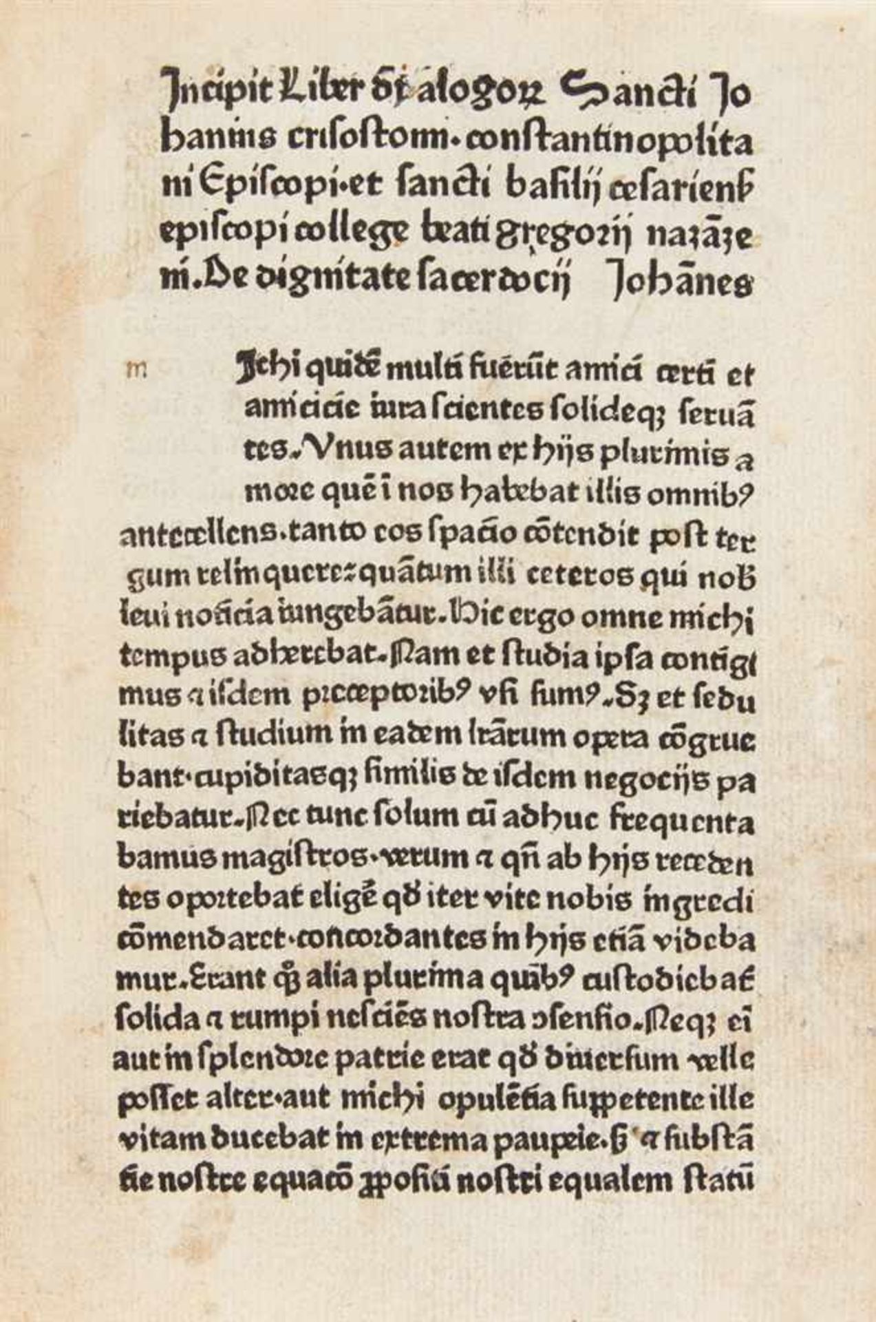 Johannes Chrysostomus: Dialogi de dignitate sacerdotii. [Köln: Ulrich Zell, nicht nach 1472].18,1
