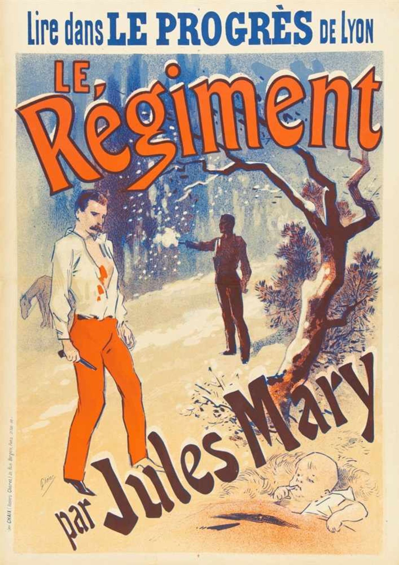 JULES CHÉRETParis 1836 - 1932 NizzaLire dans Le Progrès de Lyon - Le Régiment par Jules Mary.