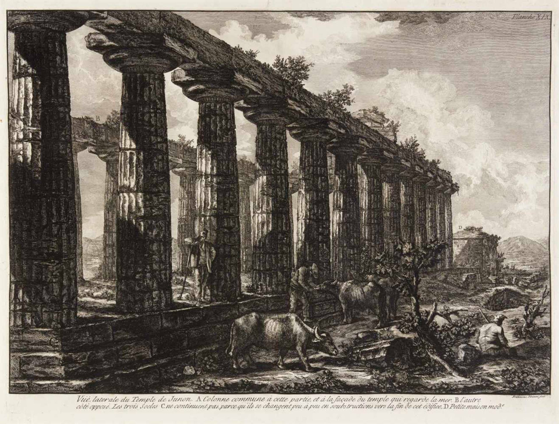 GIOVANNI BATTISTA PIRANESIMogliani/Mestre 1720 - 1778 RomVue laterale du Temple de Junon (