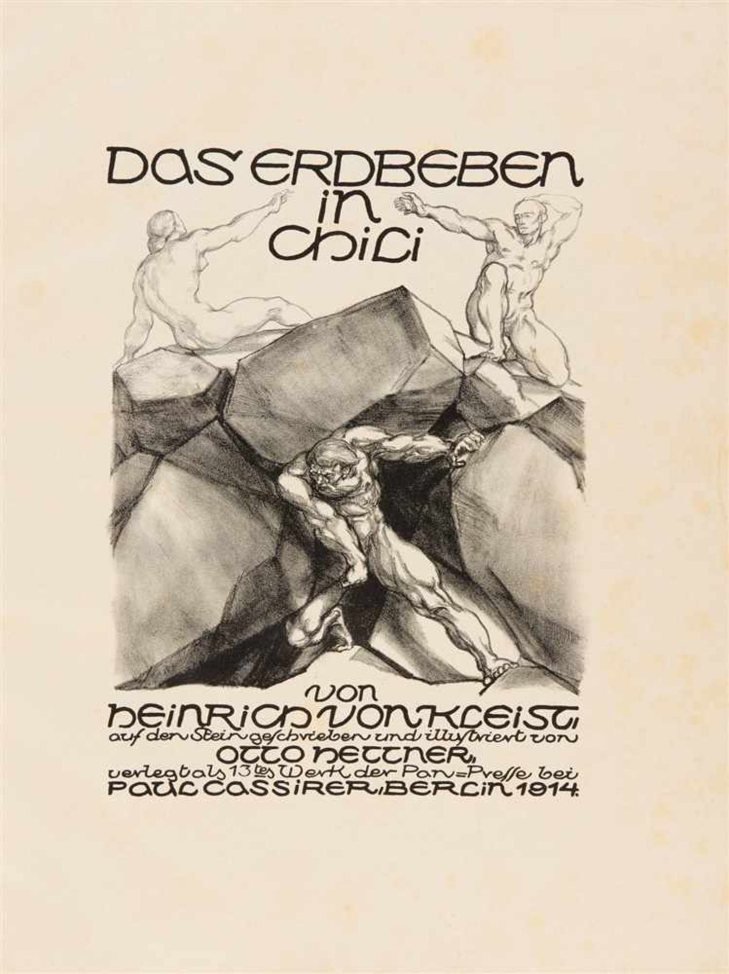HETTNER, OTTOHEINRICH VON KLEIST: Das Erdbeben in Chili. Berlin: Cassirer 1914. 51,8 x 38 cm. Mit 38