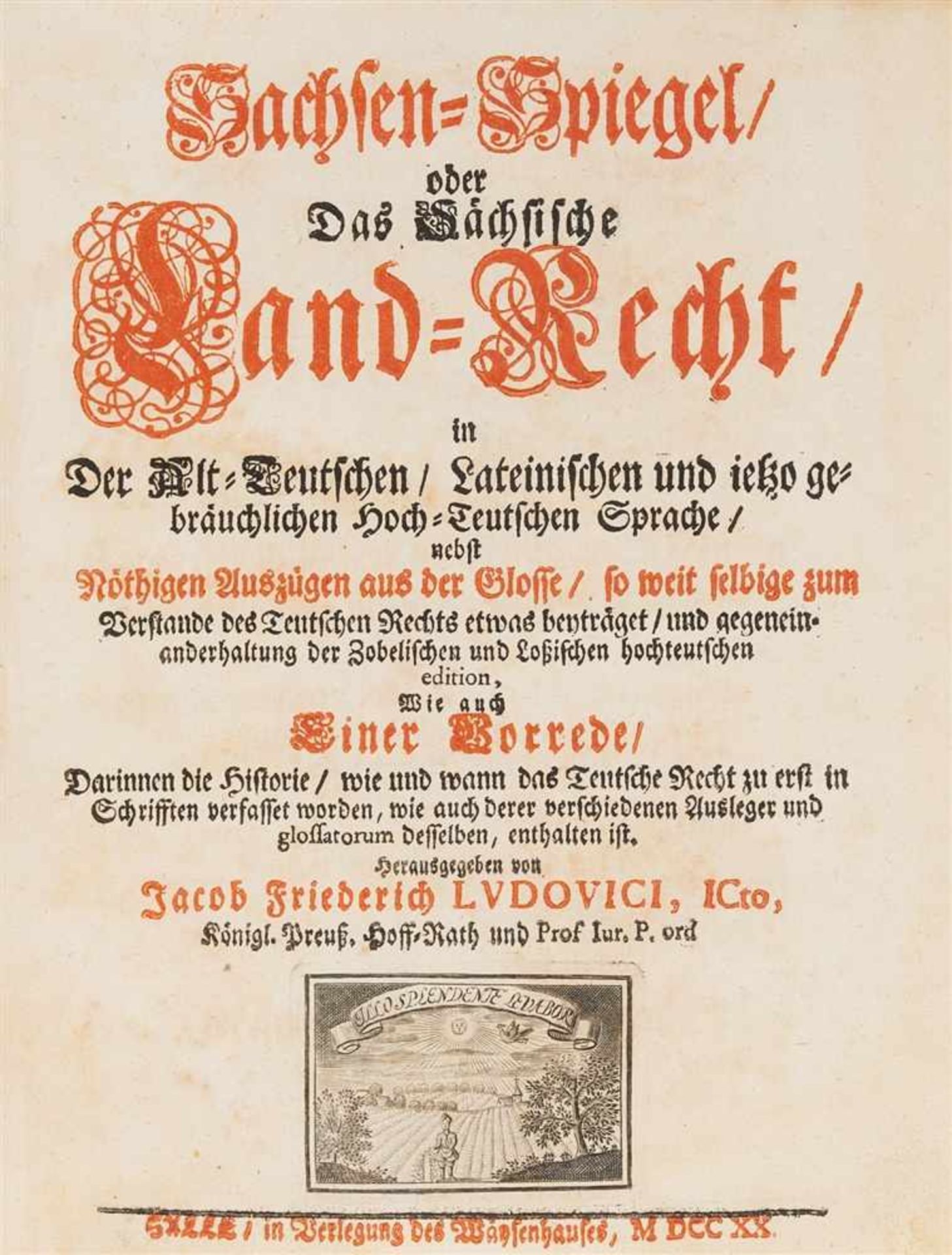 Ludovici, Jacob Friedrich. 3 Werke in 1 Bd. Halle: Waisenhaus 1720-21. 20,3 x 16,7 cm. Ldr. mit