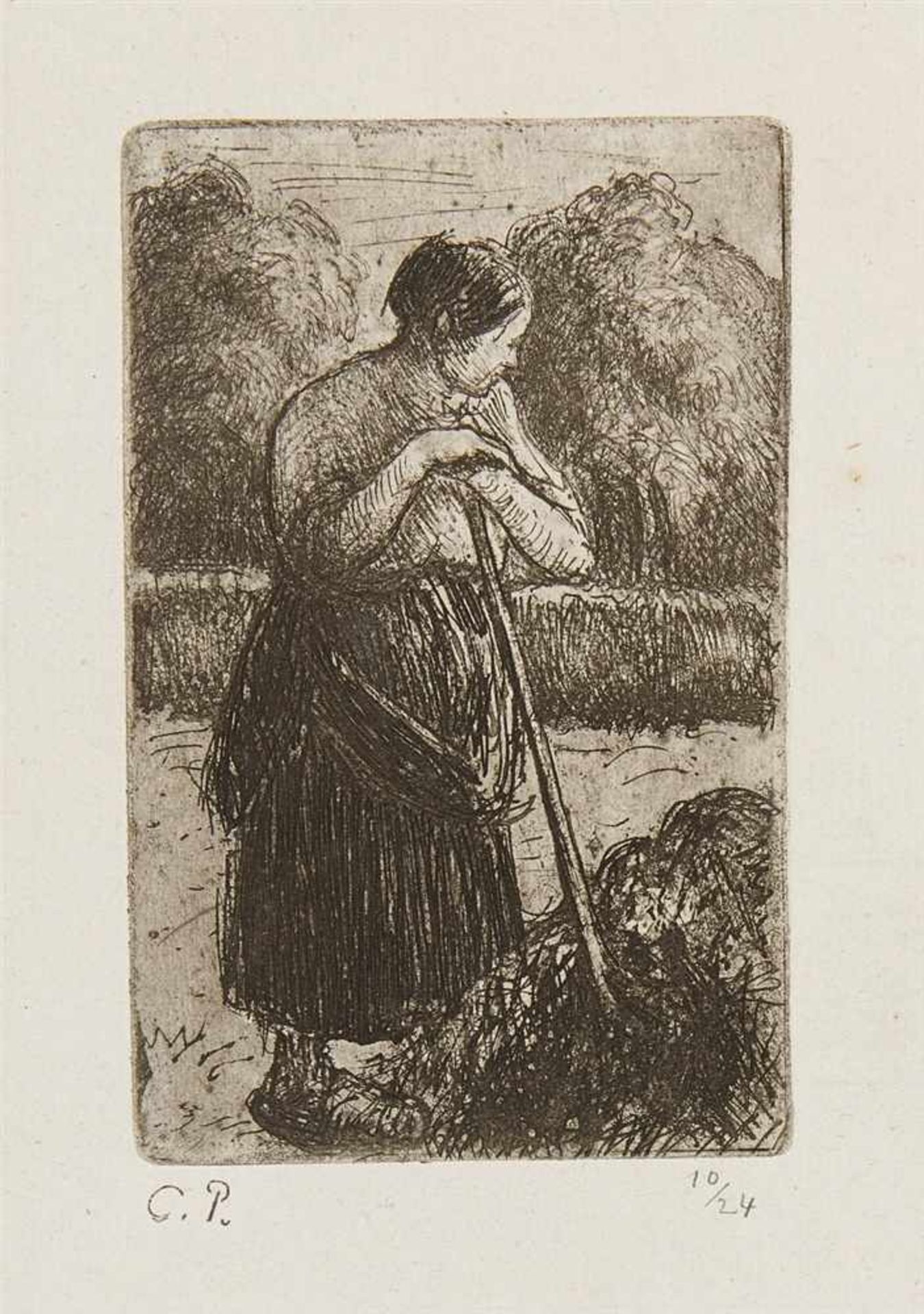 CAMILLE PISSARROSt. Thomas/ Antillen 1830 - 1903 Paris Paysanne à la fourche. 1889. Radierung auf