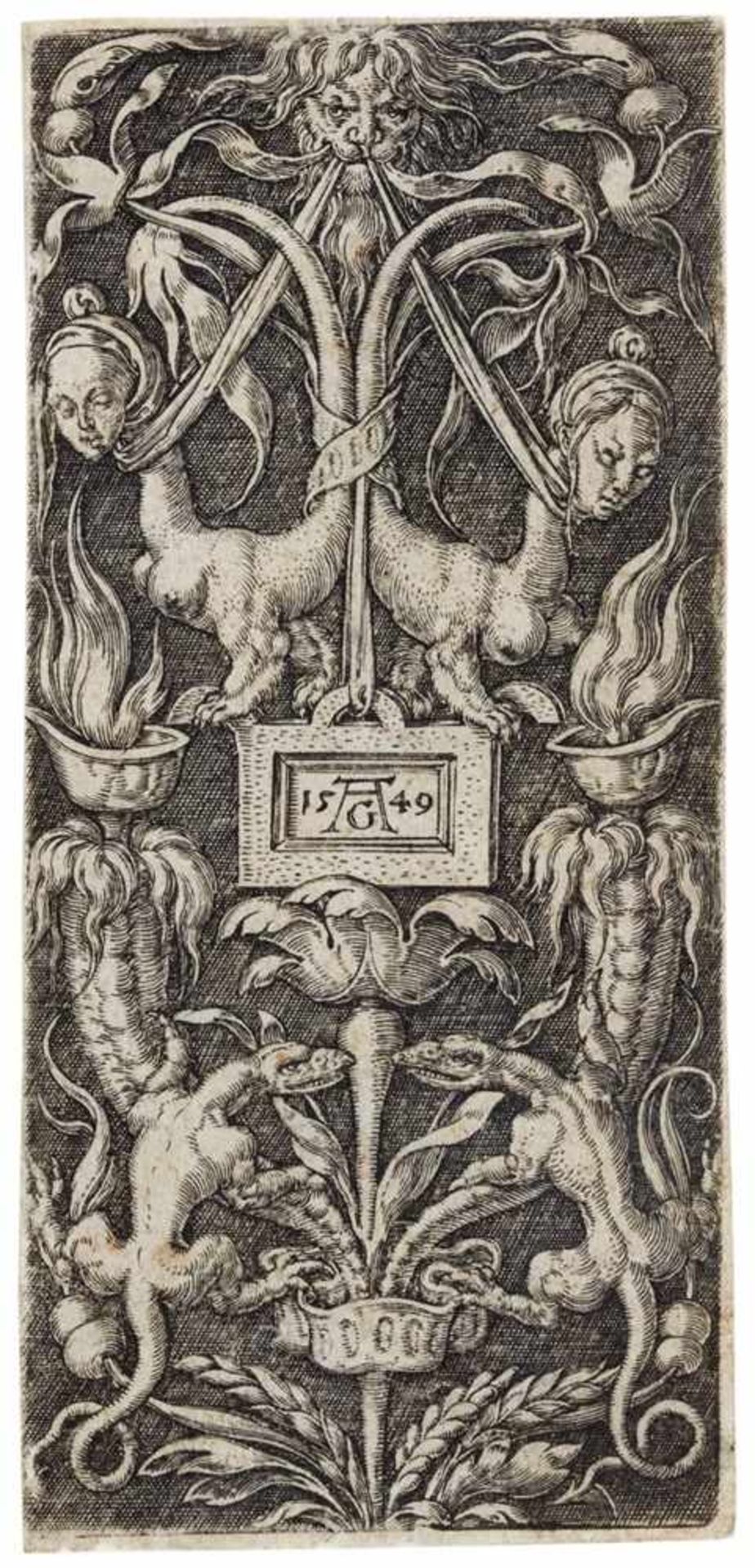 HEINRICH ALDEGREVERPaderborn 1502 - 1555/61 SoestAufsteigendes Ornament mit zwei Eidechsen. 1549.