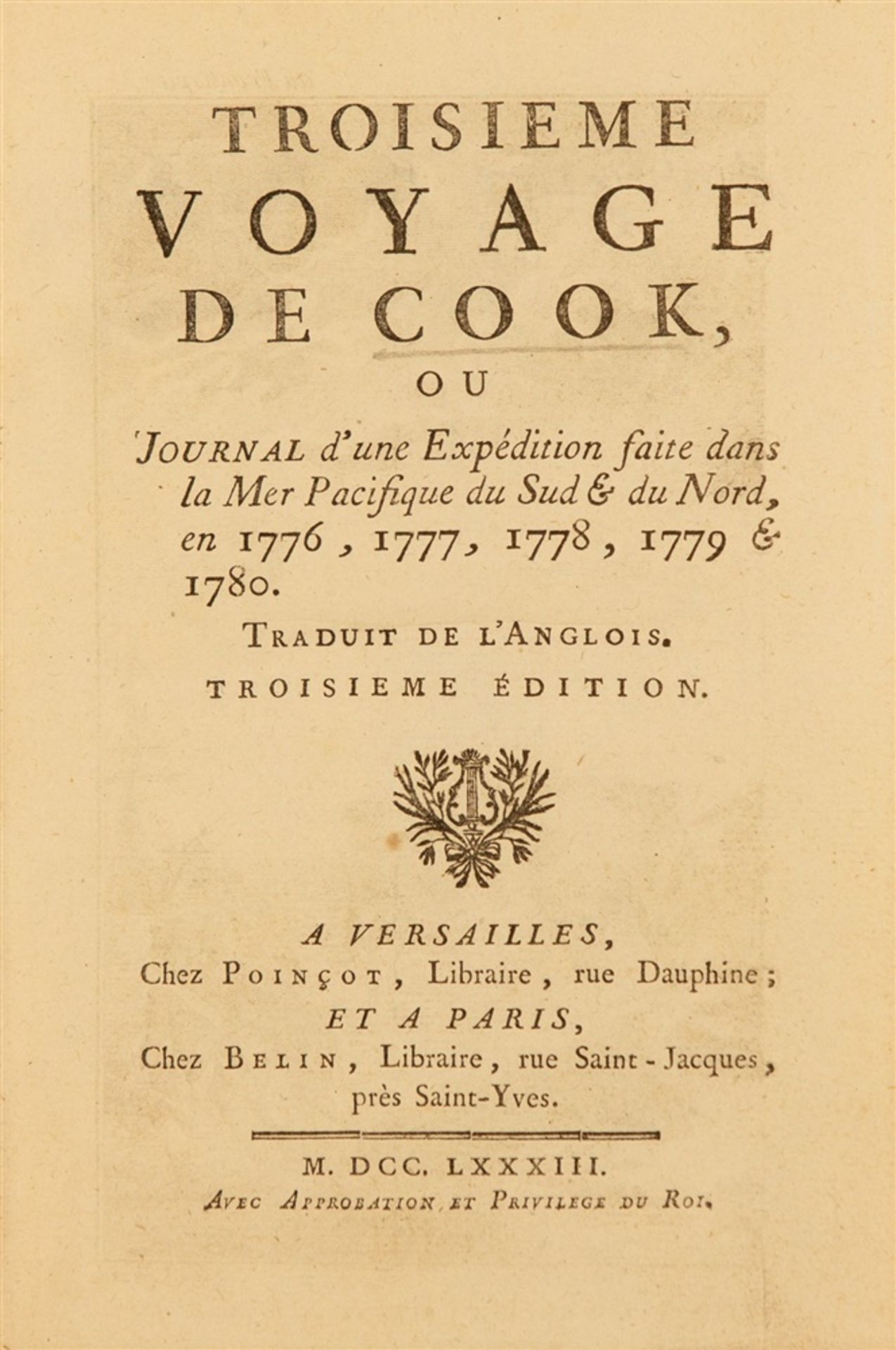 Cook, James. - [Rickman, John]: Troisième voyage de Cook, ou journal d'une expédition faite dans - Bild 2 aus 2