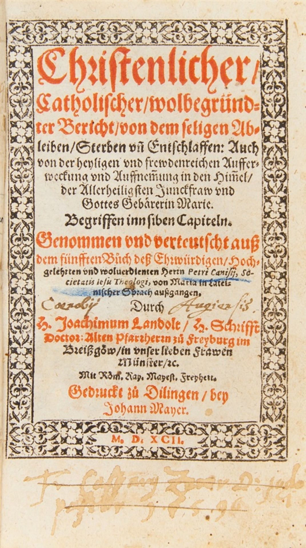 Canisius, Petrus: Christenlicher, Catholischer, wolbegründter Bericht, von dem seligen Ableiben,