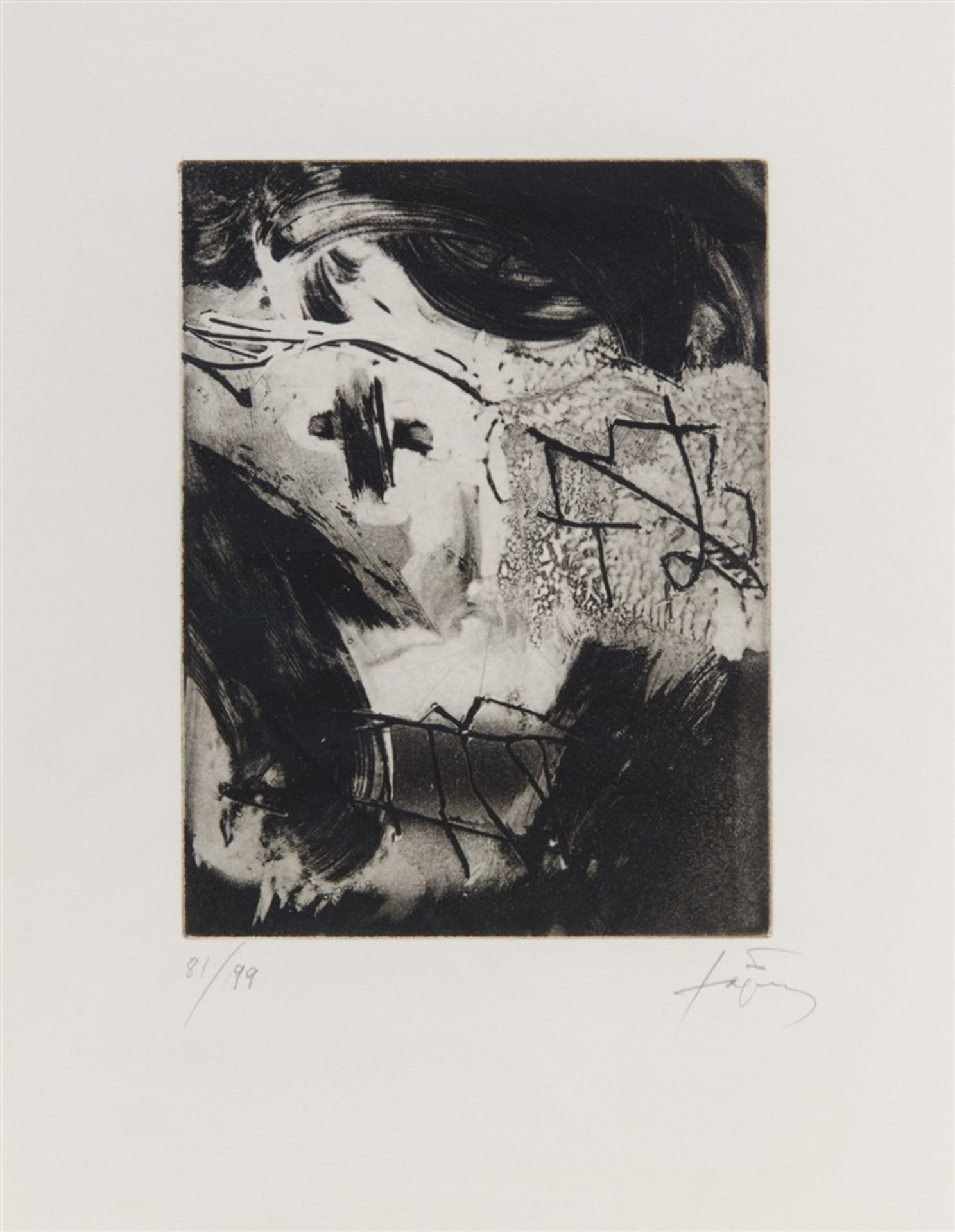 ANTONI TÀPIES 1923 - 2012 LES CAHIERS DE L'ESPACE 1985 Radierung in Grau und Schwarz auf Arches-