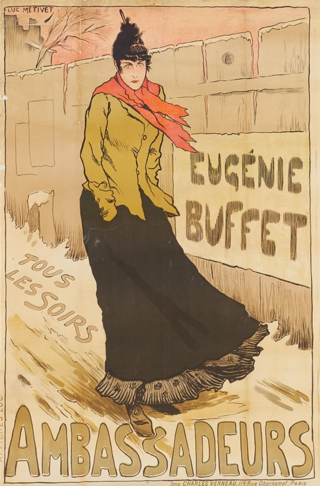 LUCIEN MARIE F. MÉTIVET 1863 - 1930 EUGÉNIE BUFFET – TOUS LES SOIRS – AMBASSADEURS (1893)