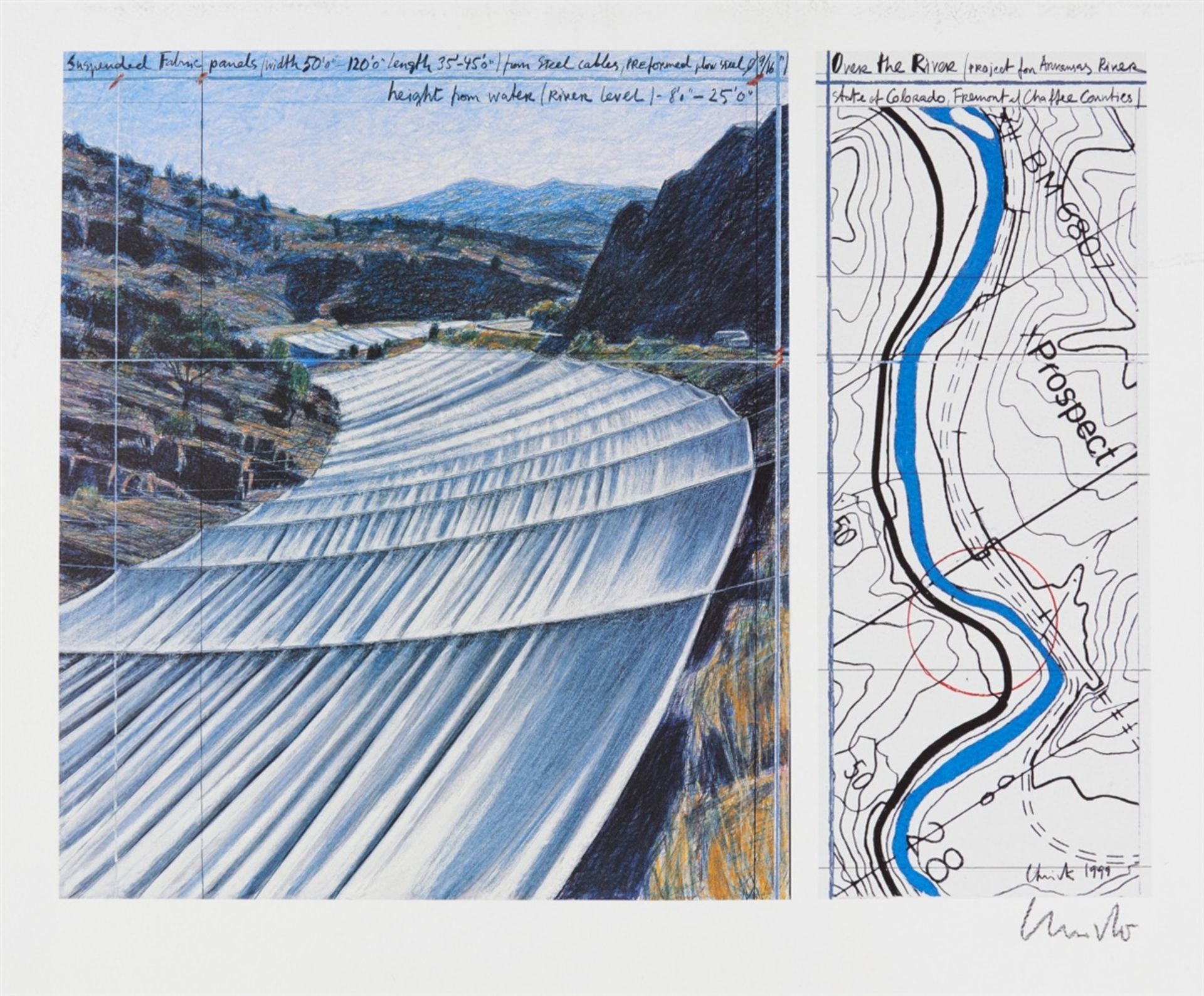 CHRISTO 1935 - 2020OVER THE RIVER, PROJECT FOR THE ARKANSAS RIVER, STATE OF COLORADO