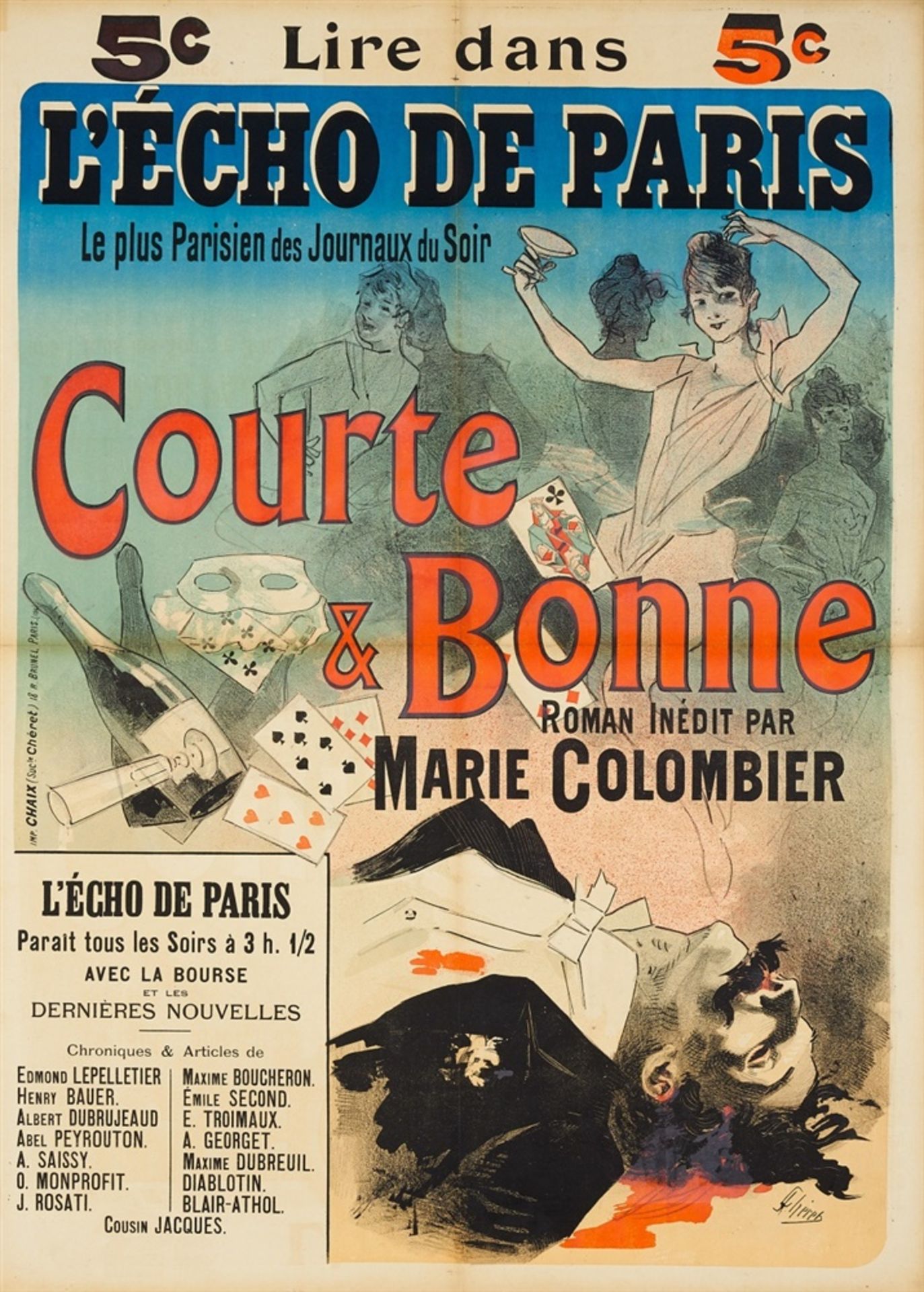 JULES CHÉRET 1836 - 1932LIRE DANS L'ÉCHO DE PARIS – COURTE & BONNE – ROMAN INÉDIT PAR MARIE