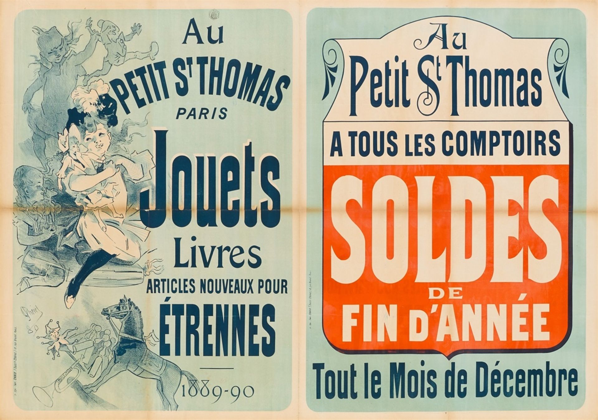 JULES CHÉRET 1836 - 1932AU PETIT ST THOMAS PARIS – JOUETS LIVRES ARTICLES NOUVEAUX POUR ÉTRENNES