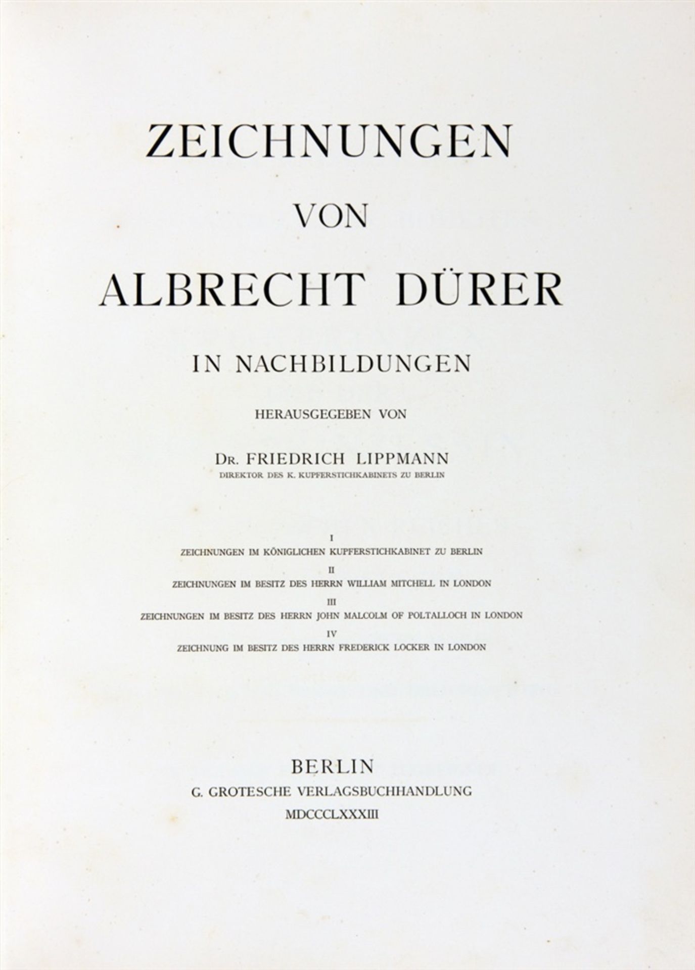 Lippmann, Friedrich (Hrsg.): Zeichnungen von Albrecht Dürer in Nachbildungen. Bde. I-V (von 7). - Bild 2 aus 3
