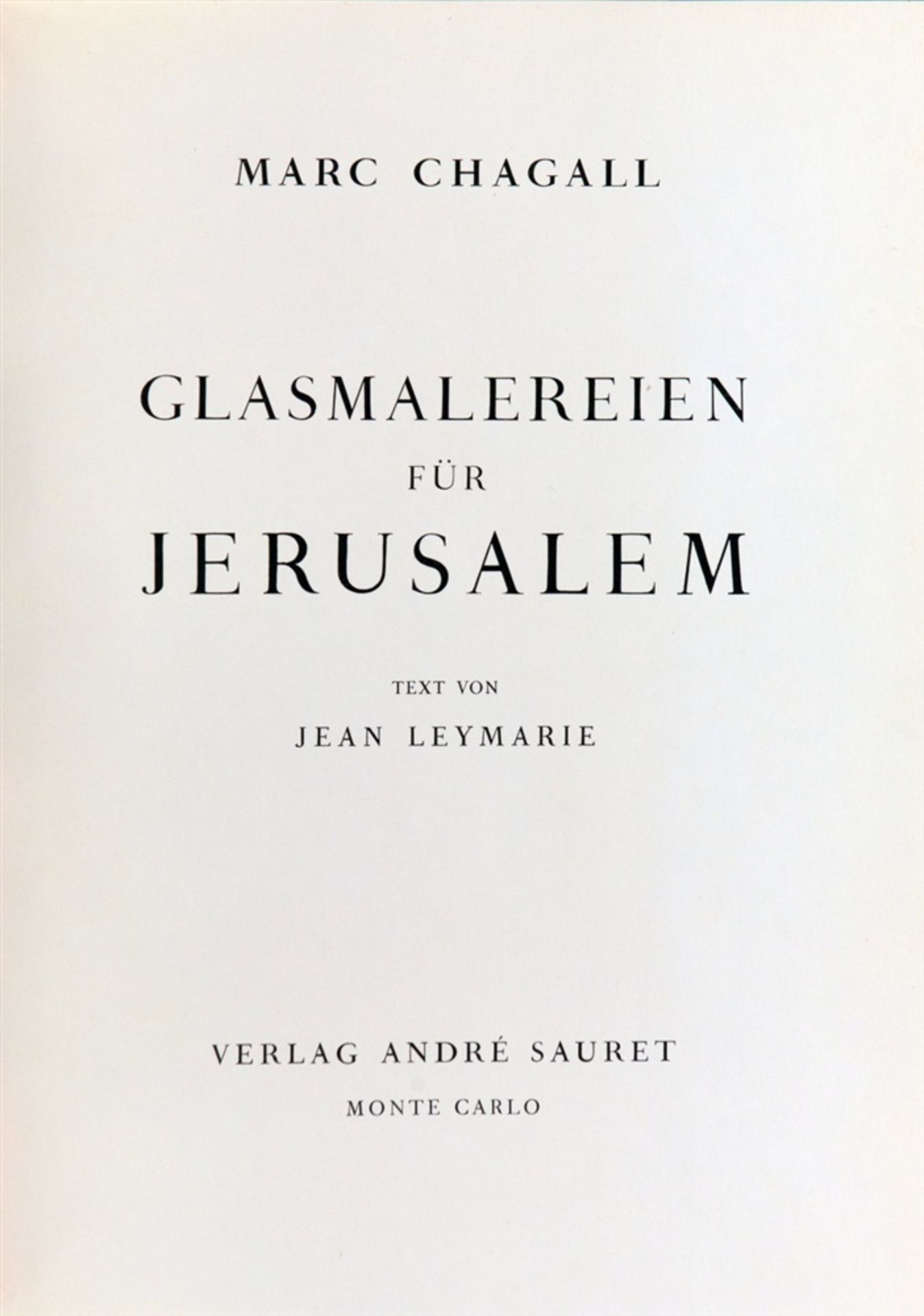 CHAGALL, MARCJEAN LEYMARIE: Glasmalereien für Jerusalem. Aus dem Französischen von U. R. - Bild 2 aus 2