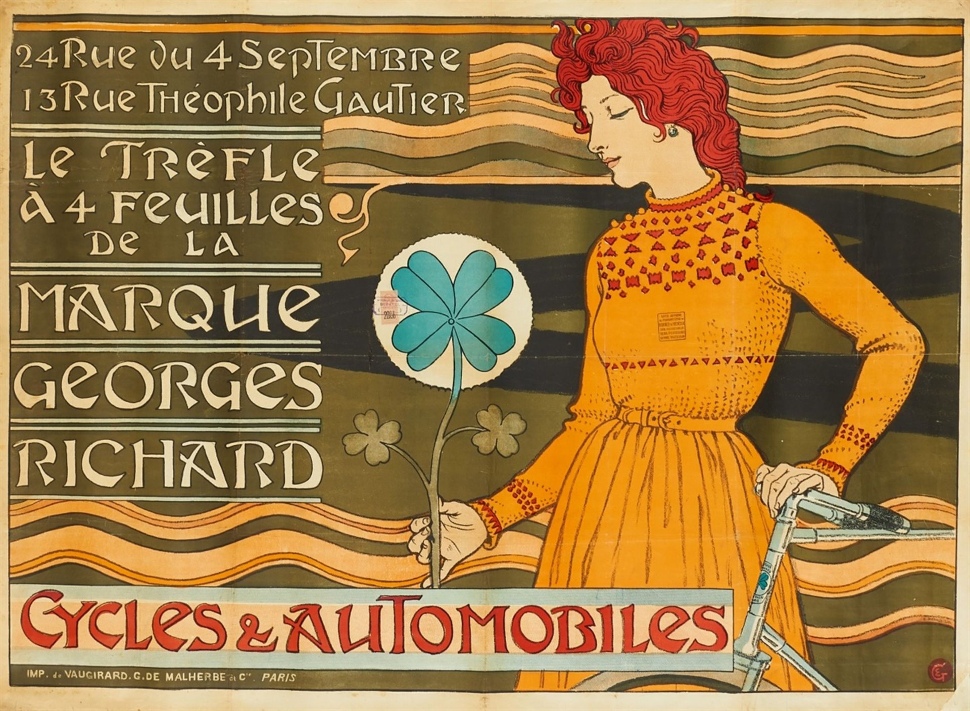 EUGÈNE SAMUEL GRASSET 1845 - 1917 MARQUE GEORGES RICHARD - CYCLES & AUTOMOBILES (1899)