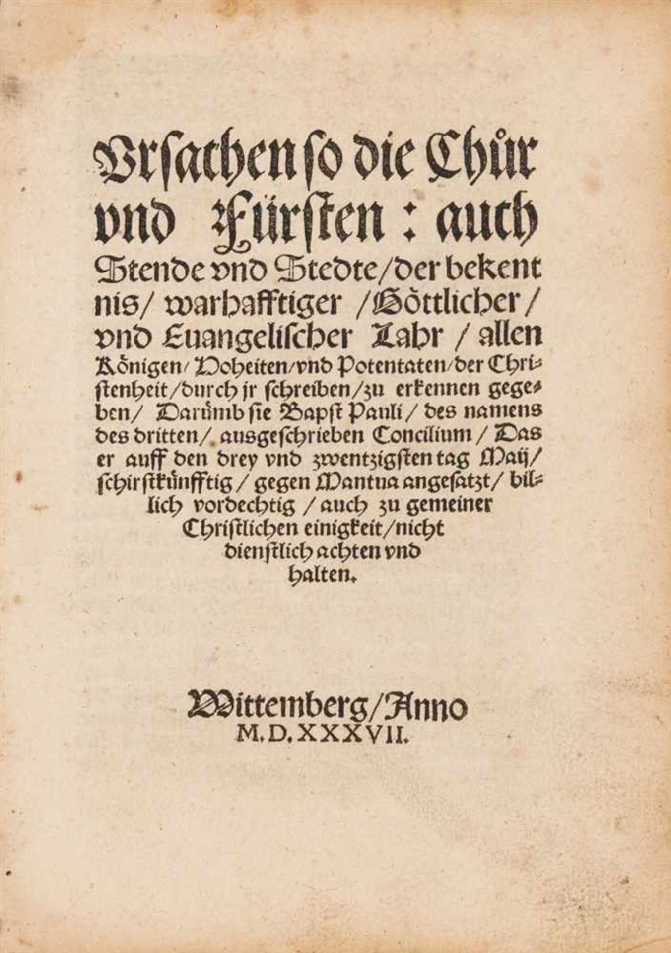 Sammelband mit 5 Reformationschriften von Luther sowie Rhegius, Melanchthon und Raida. Wittenberg u.