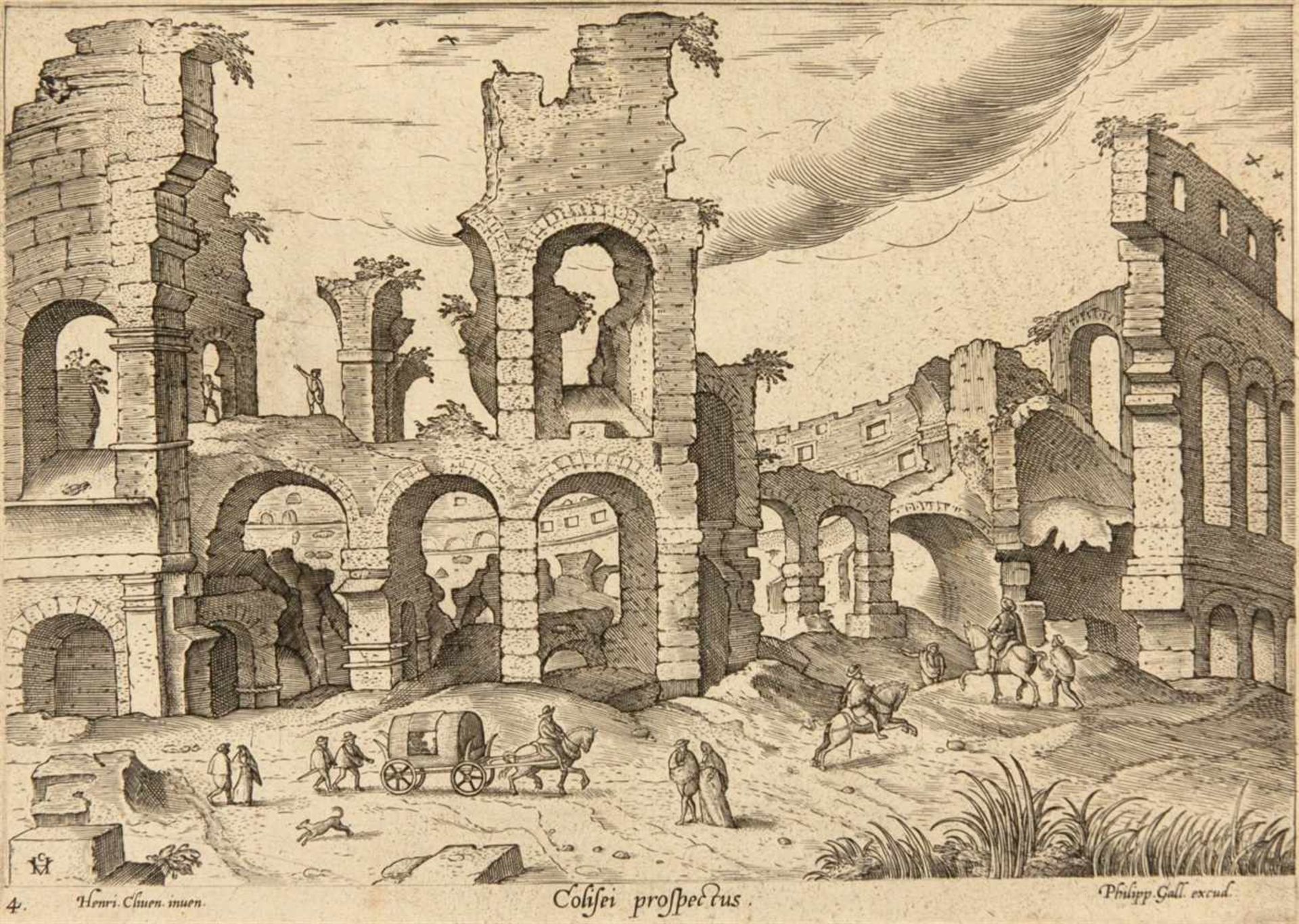 HENDRIK VAN CLEVE, NACHAntwerpen 1525 - 1589 Colisei prospectus. Kupferstich von Philipp Galle